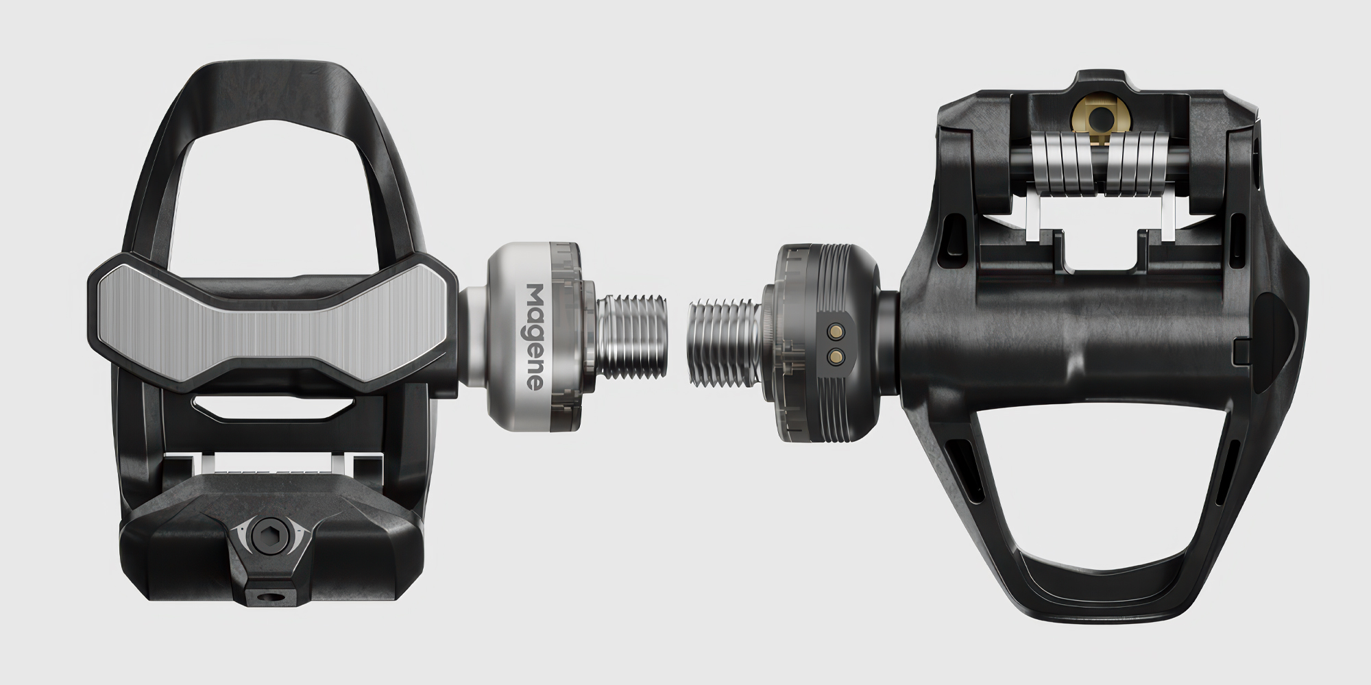 Pedały rowerowe Magene P715 S z miernikiem mocy SPD-SL - srebrne
