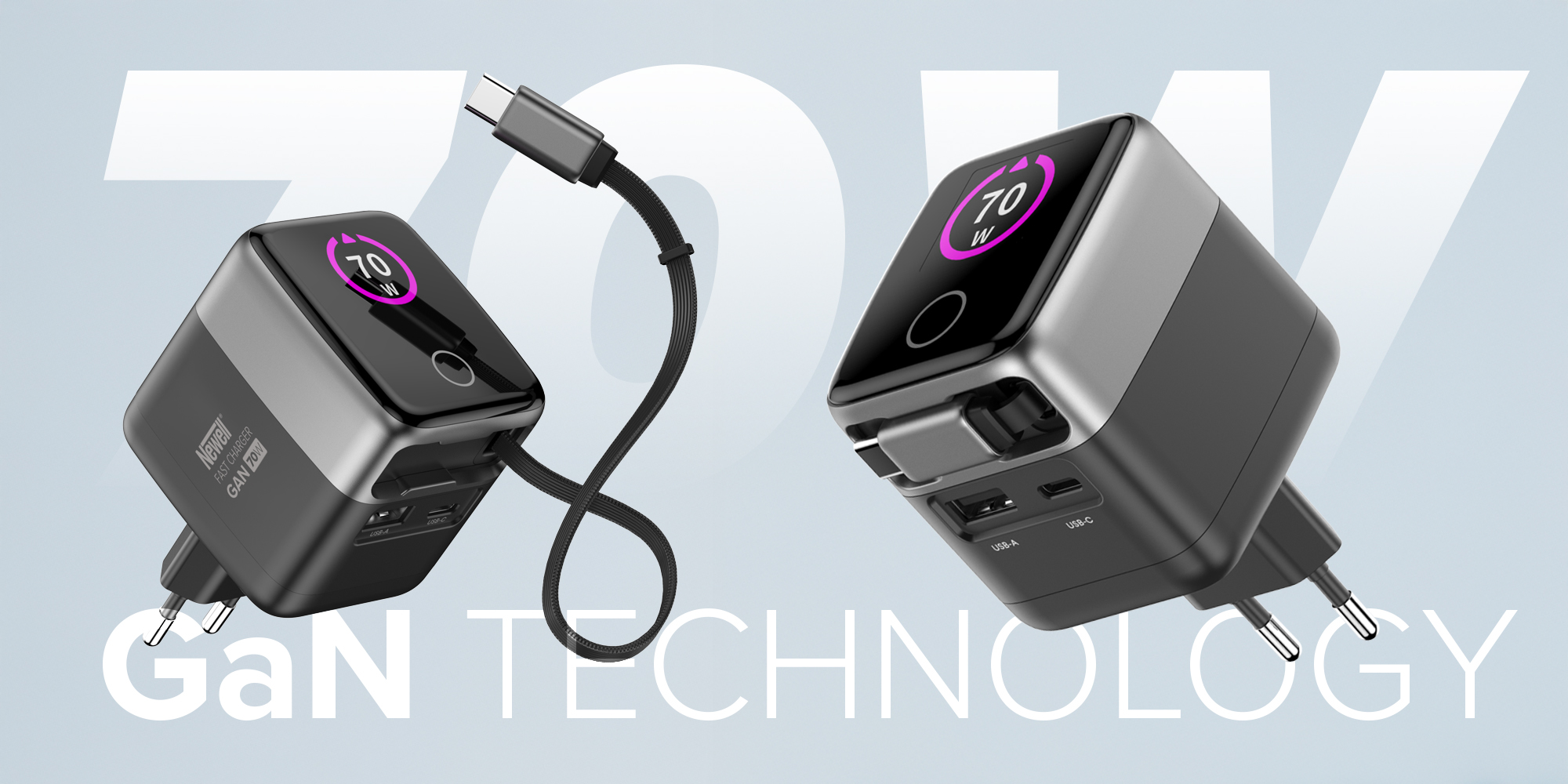 Ładowarka sieciowa Newell GaN 70 W TFT - EU