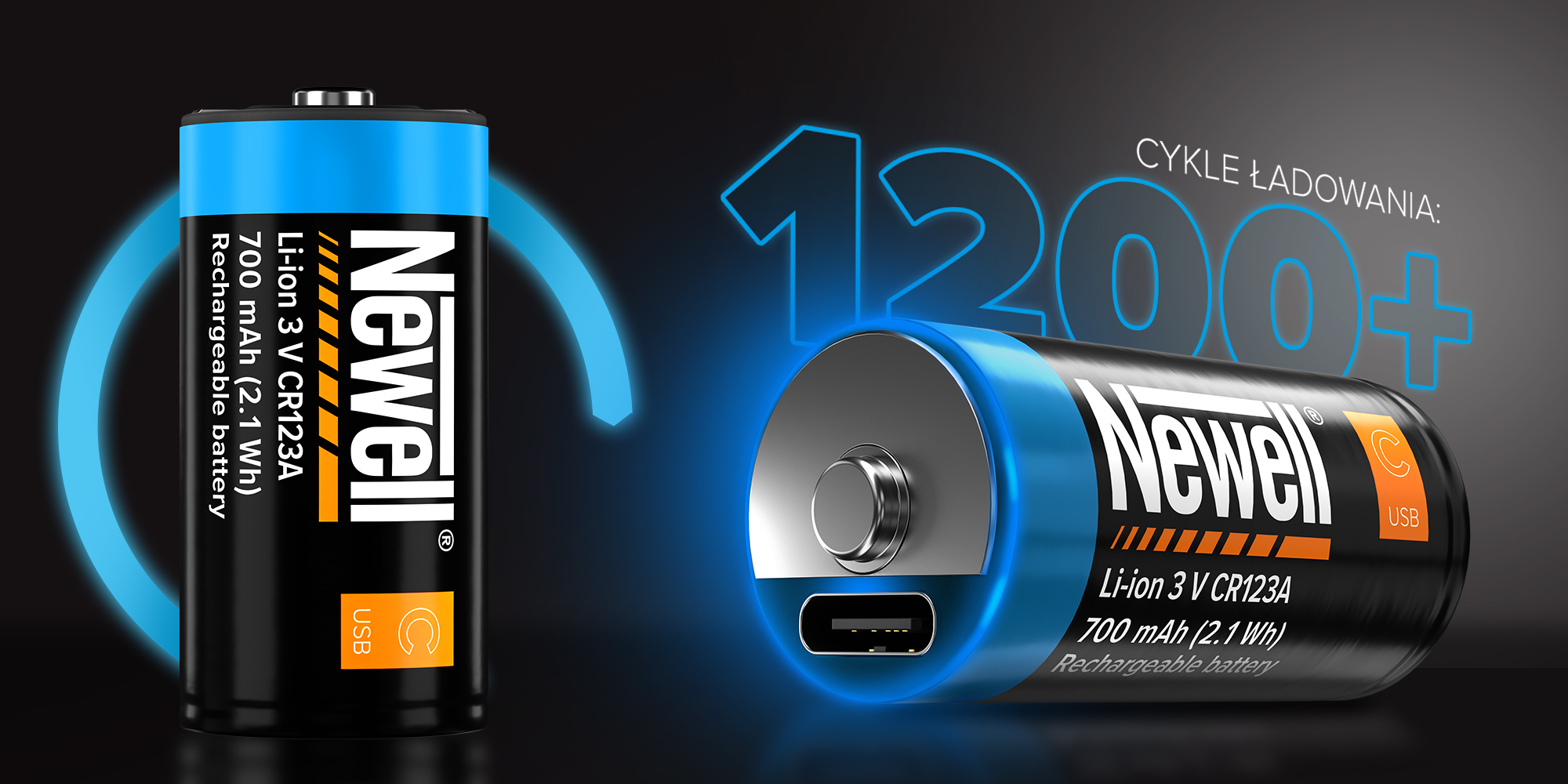 Akumulator Newell CR123A USB-C 700 mAh 2 szt. blister