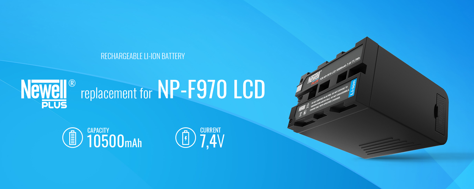 akumulator litowo jonowy na Nobieskim tle NP-F970 8600mAh 7,4V Newell
