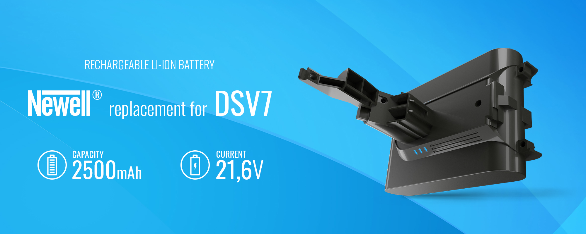 Newell replacement battery for Dyson V6, DC58, DC59, DC61, DC62, DC72, DC74, SV03, SV04, SV05, SV06, SV07, SV09 (AnimalPro, Animal, Absolute, Fluffy, HEPA, Slim, Mattress, Total, Top, Trigger, Car, Cord-free, Motorhead)