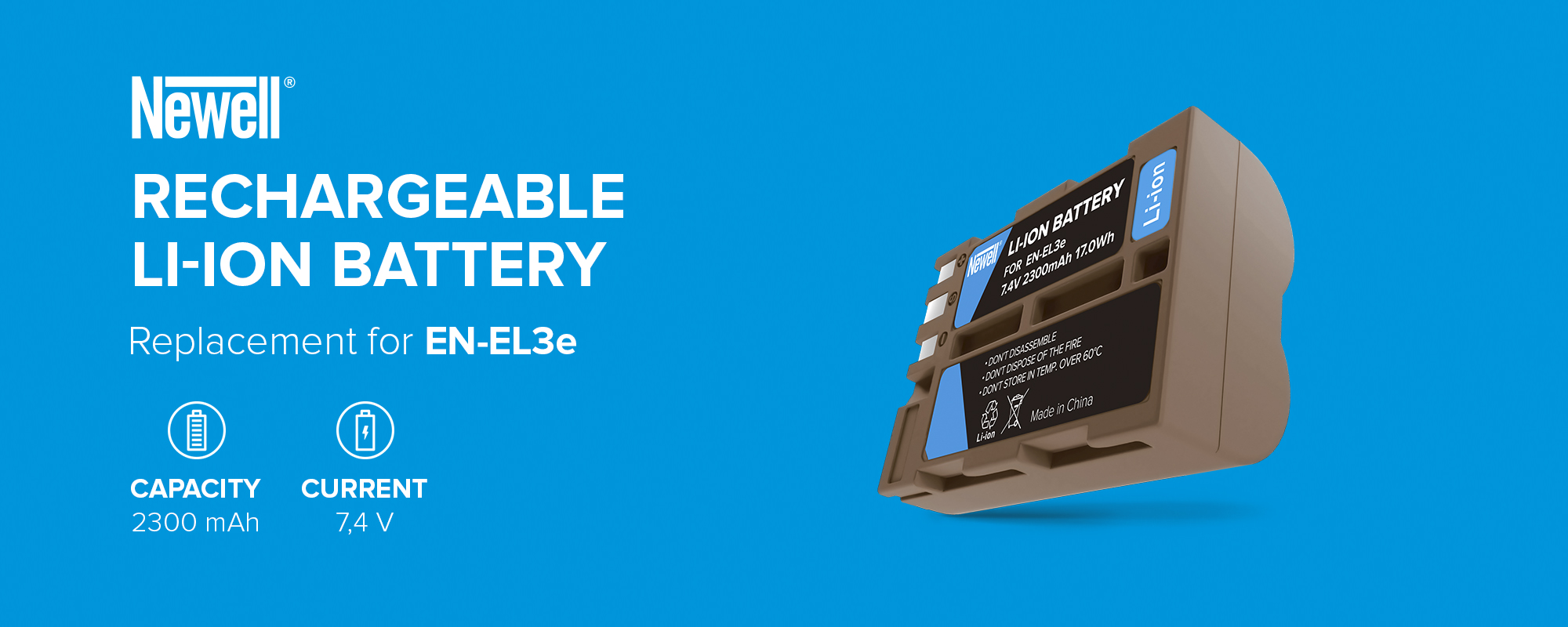 Newell replacement EN-EL3e USB-C battery for Nikon