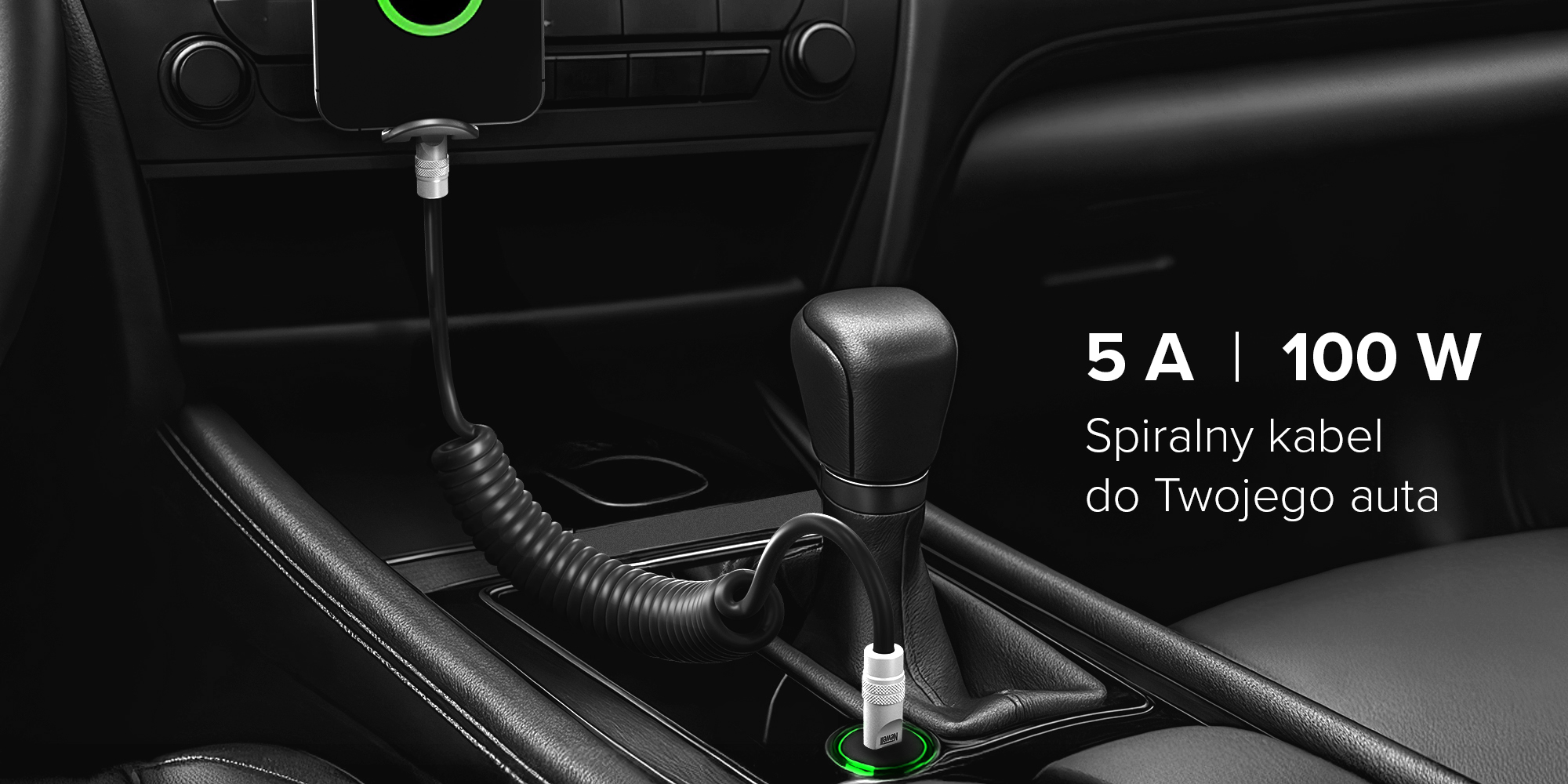 Kabel Newell USB-C - USB-C 100 W, 1,5 m, silikonowy, spiralny, niebiesko - pomarańczowy