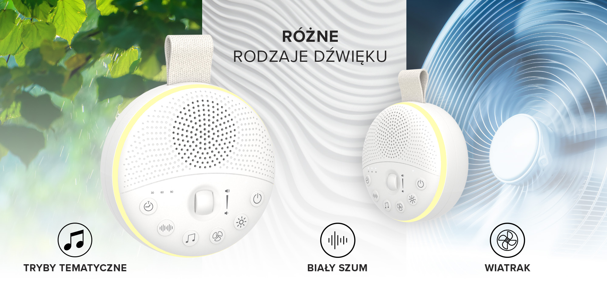 Lampka nocna LED Newell LunaWhisper z funkcją białego szumu
