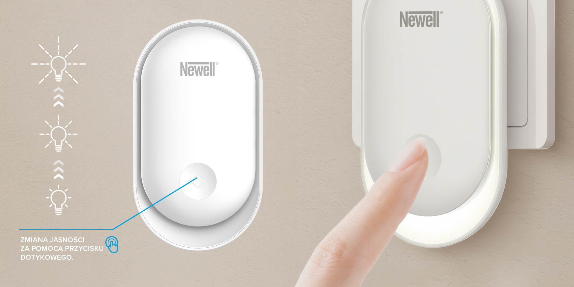 Lampka nocna z czujnikiem zmierzchu Newell Lunova