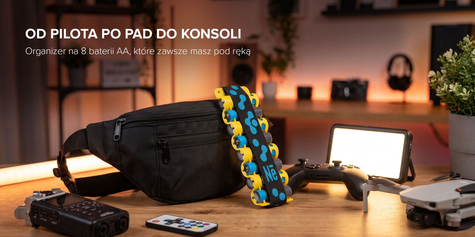 Organizer na 8 baterii AA Newell BattHolder - żółty