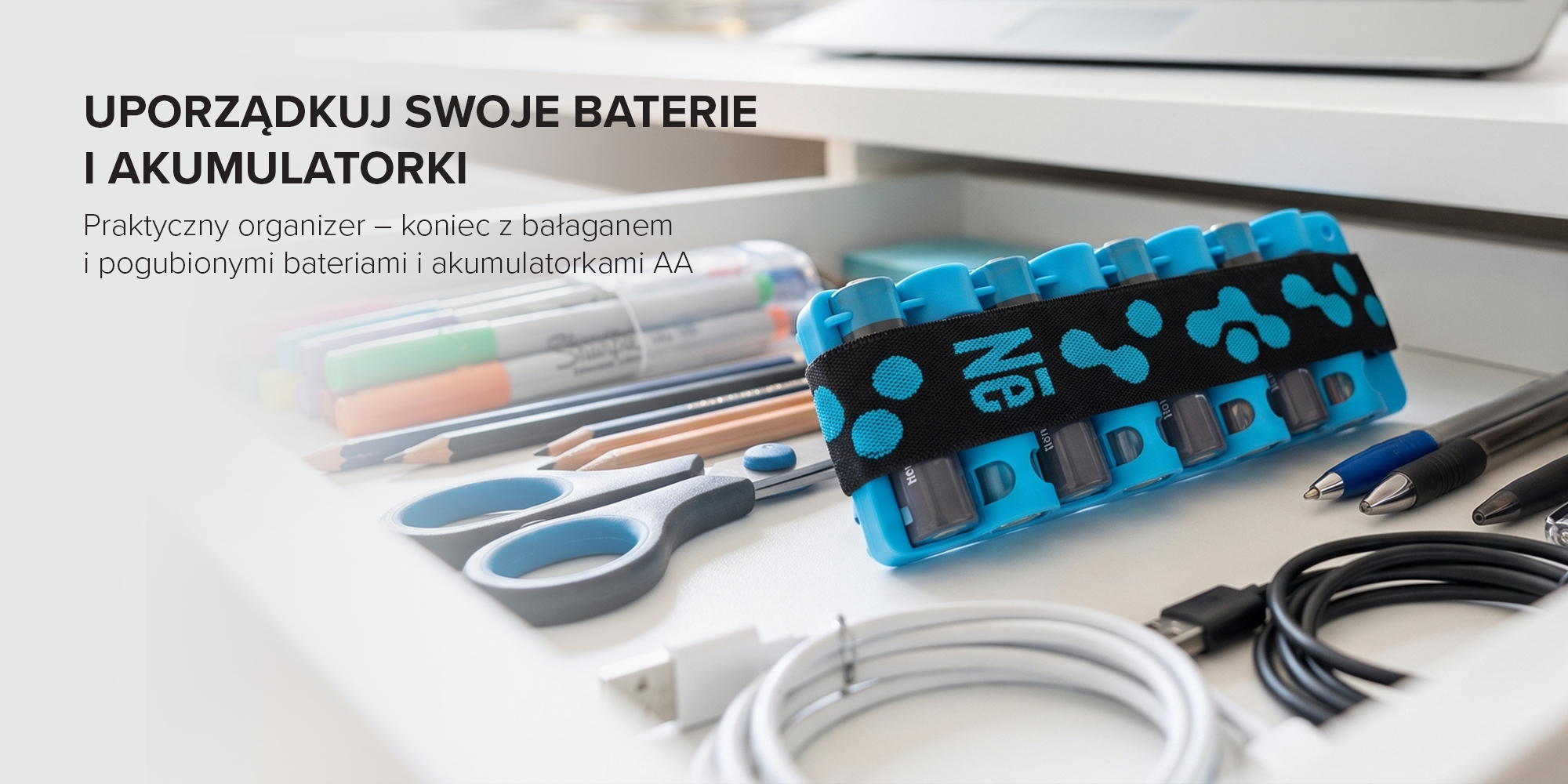 Organizer na 8 baterii AA Newell BattHolder - żółty