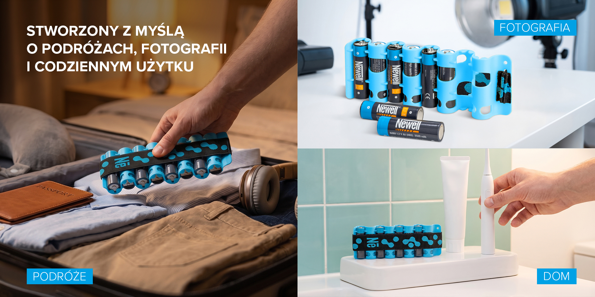 Organizer na 8 baterii AA Newell BattHolder - żółty