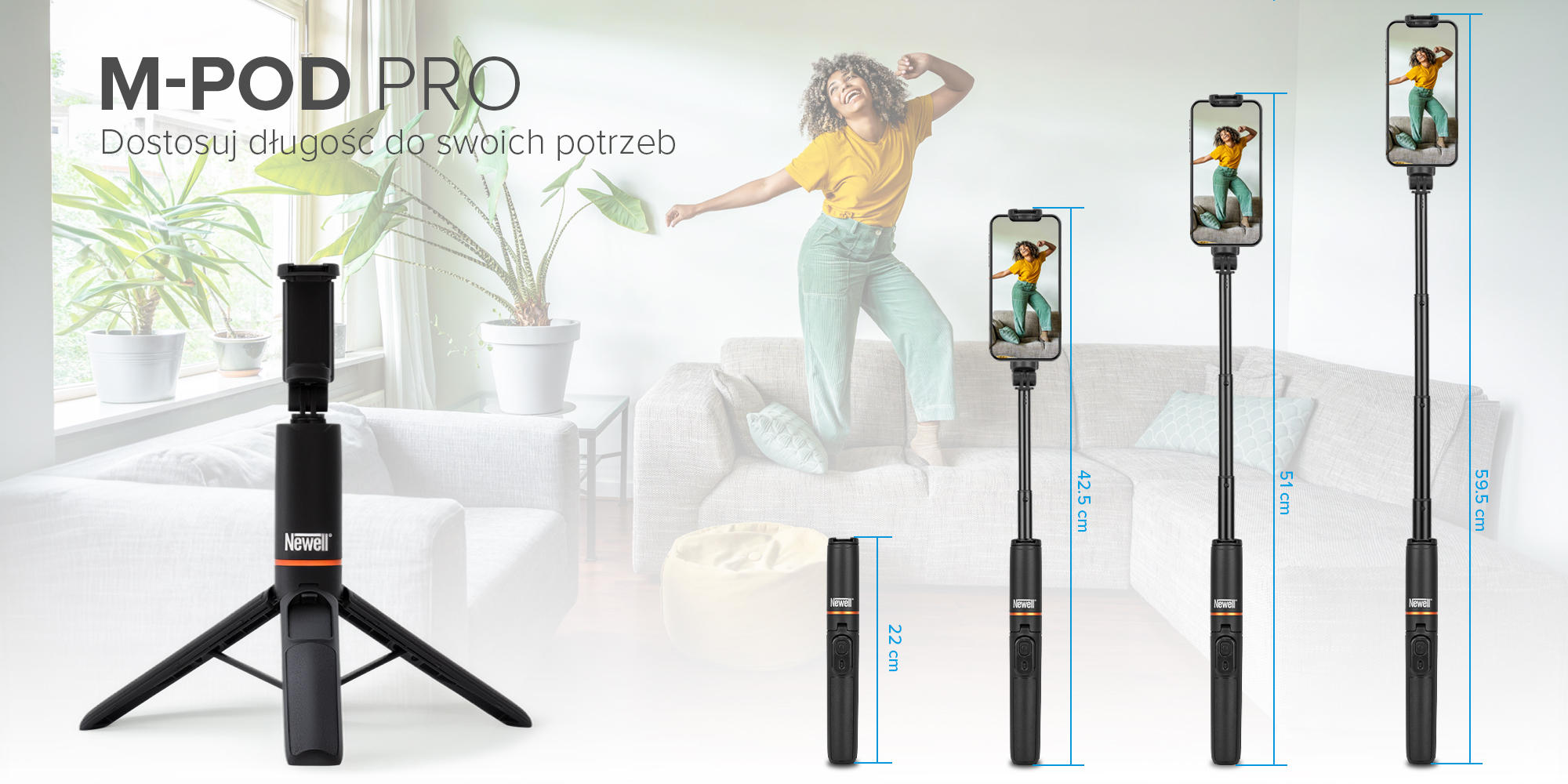 Statyw Newell z funkcją monopodu i pilotem M-Pod Pro