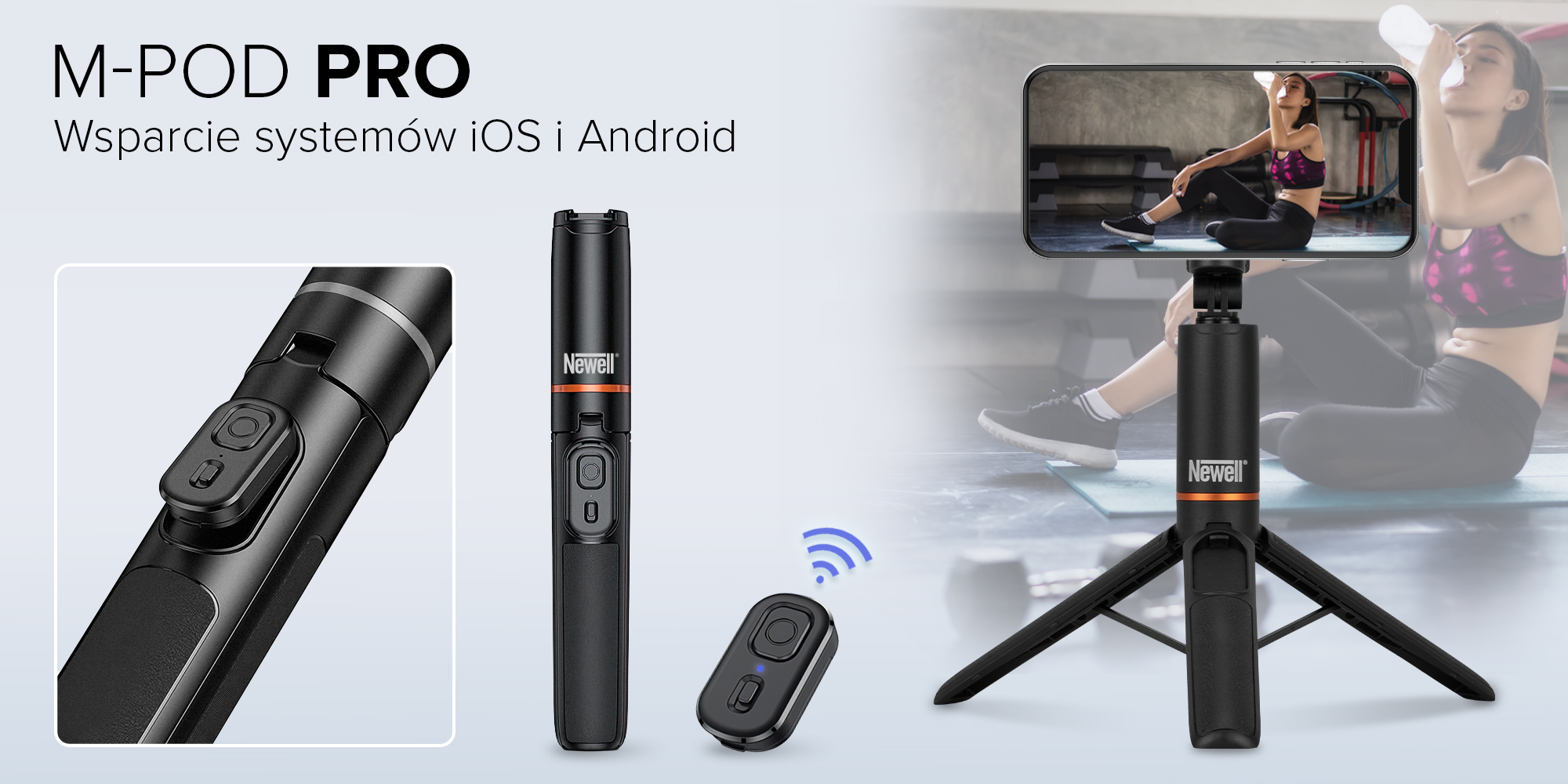 Statyw Newell z funkcją monopodu i pilotem M-Pod Pro