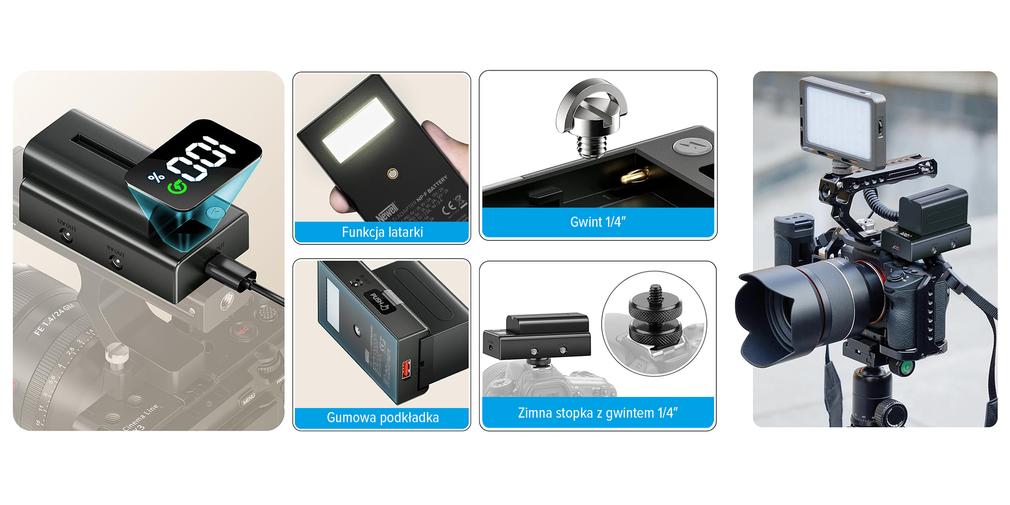 Uniwersalny adapter Newell DC - USB do akumulatorów NP-F