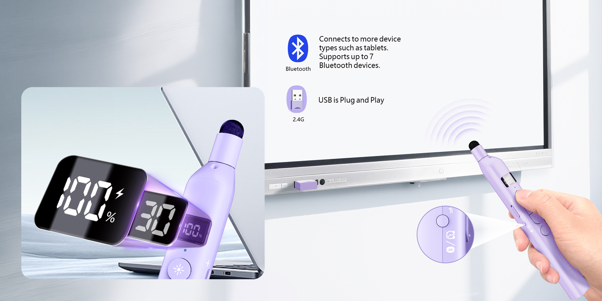 width=100% Pilot z wskaźnikiem laserowym do prezentacji multimedialnych Norwii N21 BLE