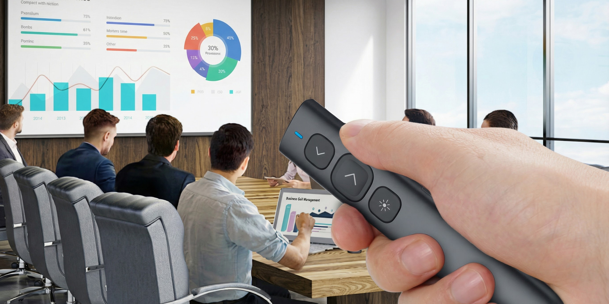 width=100% Pilot z wskaźnikiem laserowym do prezentacji multimedialnych Norwii N95 Plus BLE