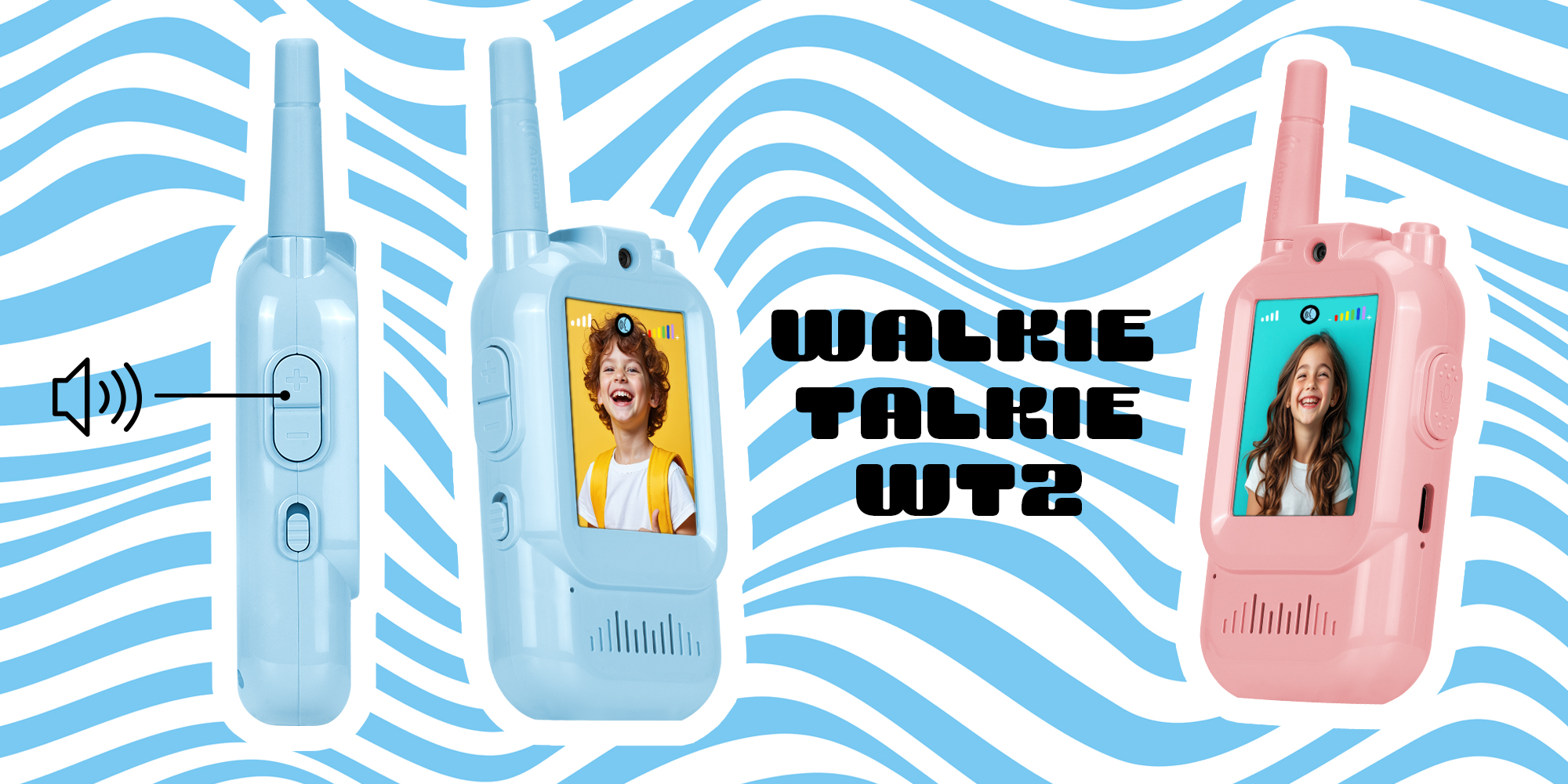 Krótkofalówka wideo Redleaf walkie-talkie WT2 - niebieska, różowa