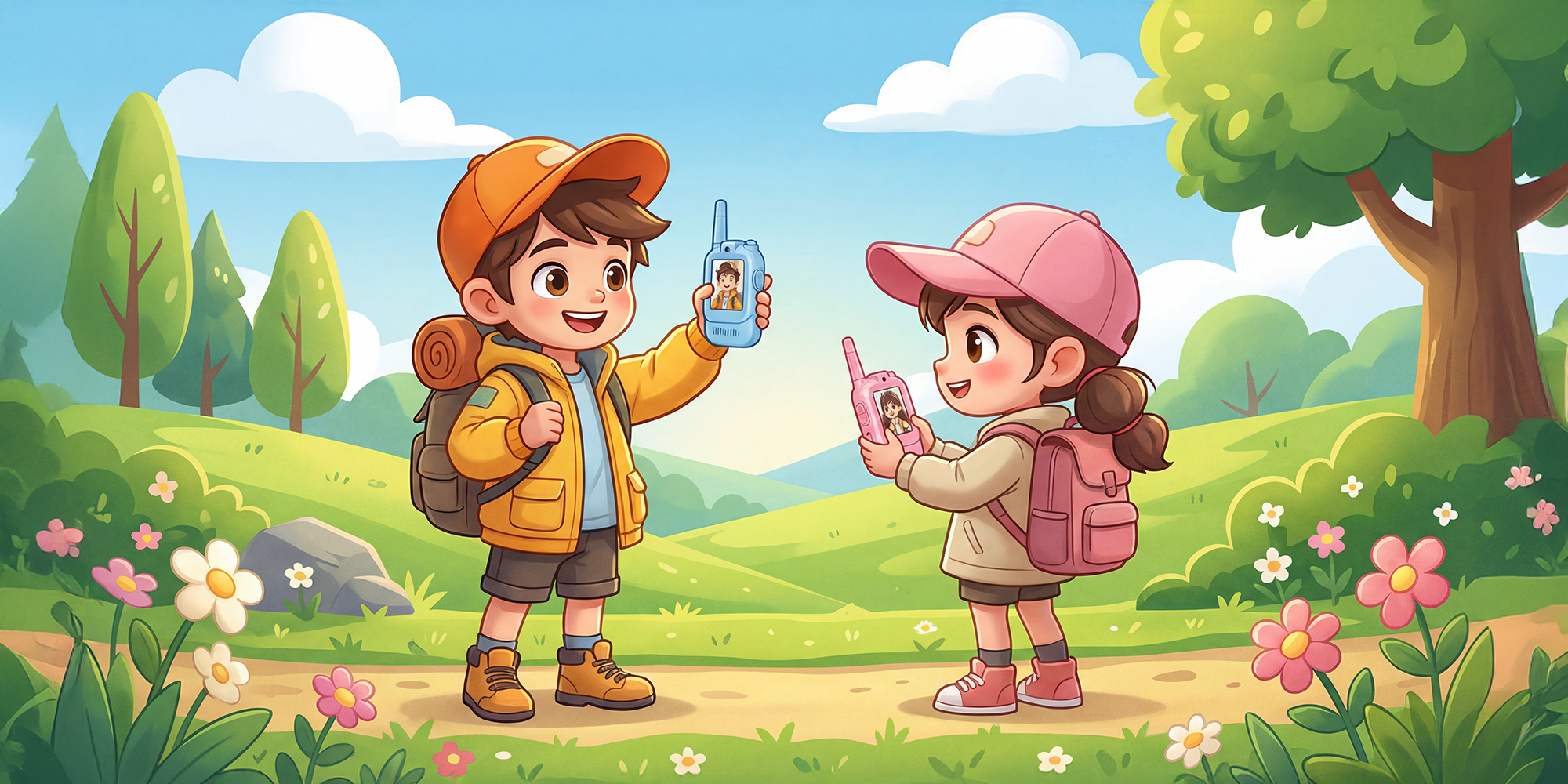 Krótkofalówka wideo Redleaf walkie-talkie WT2 - niebieska, różowa