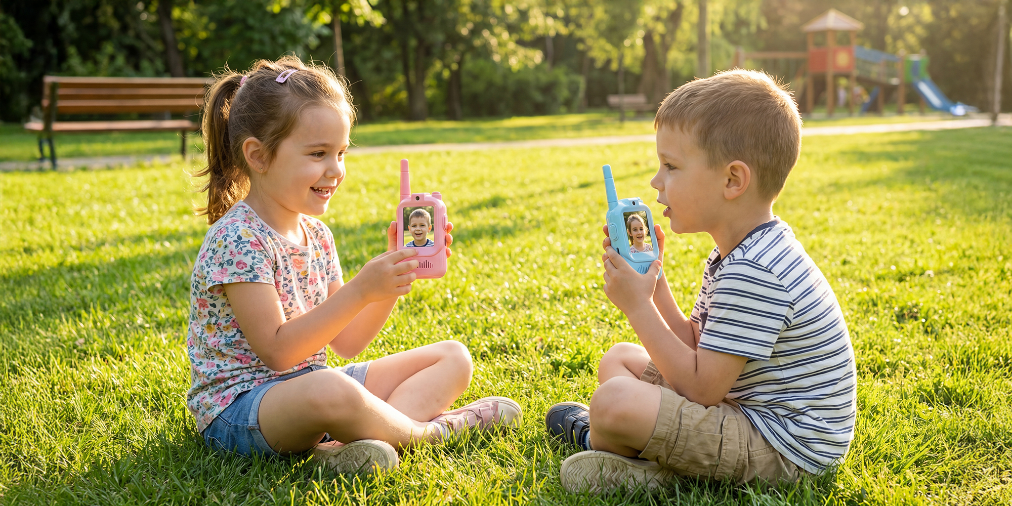 Krótkofalówka wideo Redleaf walkie-talkie WT2 - niebieska, różowa