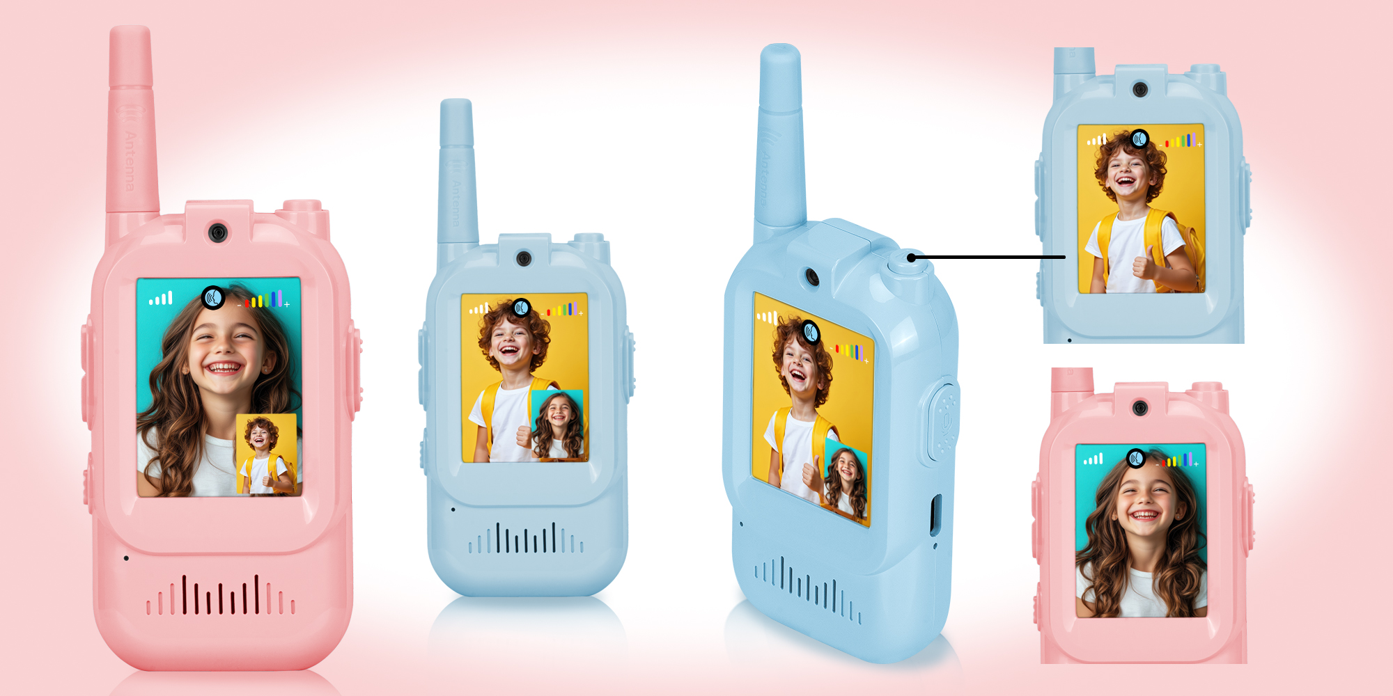 Krótkofalówka wideo Redleaf walkie-talkie WT2 - niebieska, różowa