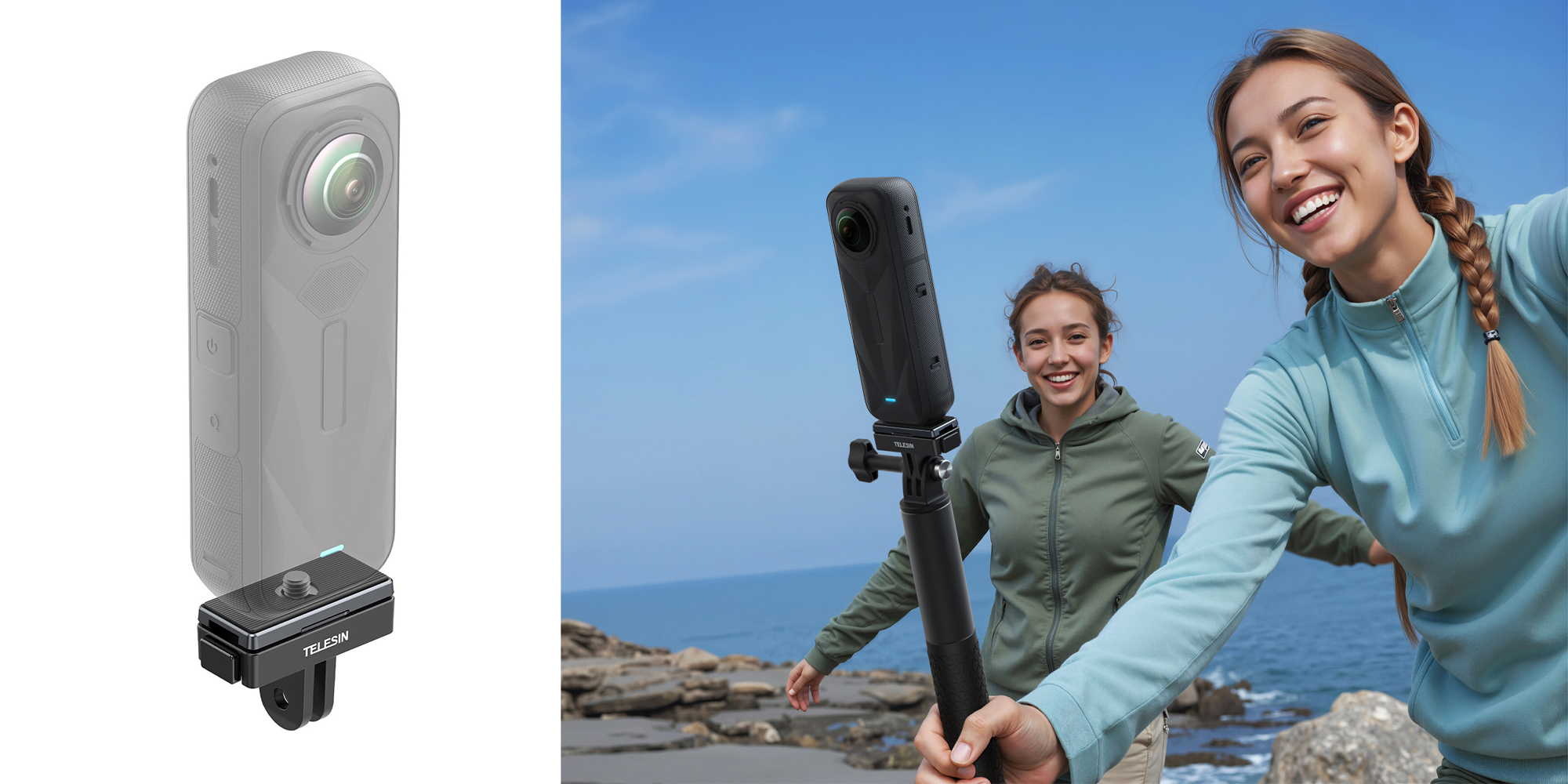 Adapter montażowy magnetyczny Telesin S7-JBK-18-TIS do kamer Insta360 Ace Pro / X3 / X4 / X5