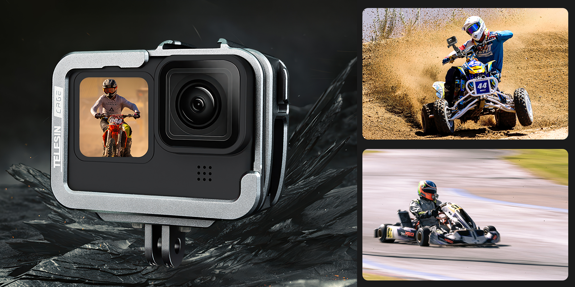 width=100% Klatka metalowa Telesin GP-FMS-G11 do kamer GoPro Hero 9 / 10 / 11 / 12 / 13