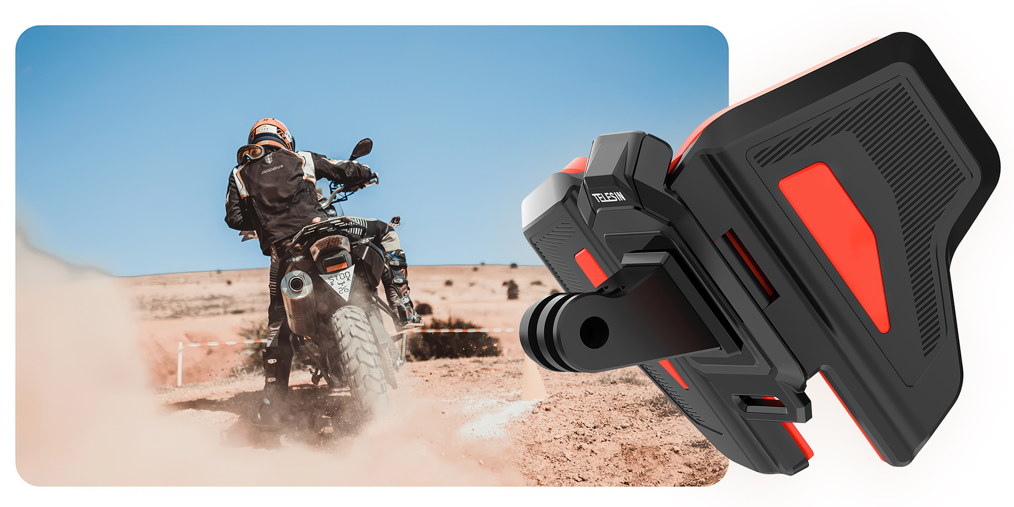 Mocowanie na kask motocyklowy Telesin GP-HBM-MT2 do kamer sportowych - pomarańczowe