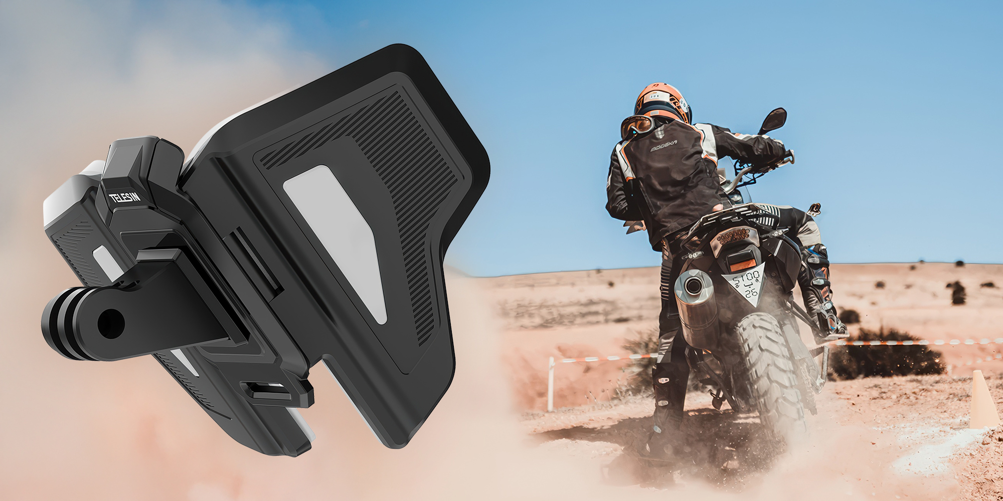 Mocowanie na kask motocyklowy Telesin GP-HBM-MT2-YH do kamer sportowych - szare