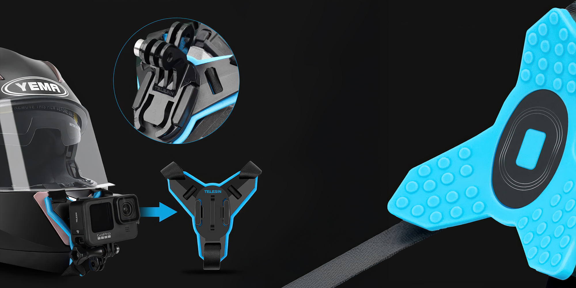 Mocowanie na kask Telesin GP-HBM-MT7 do kamer sportowych