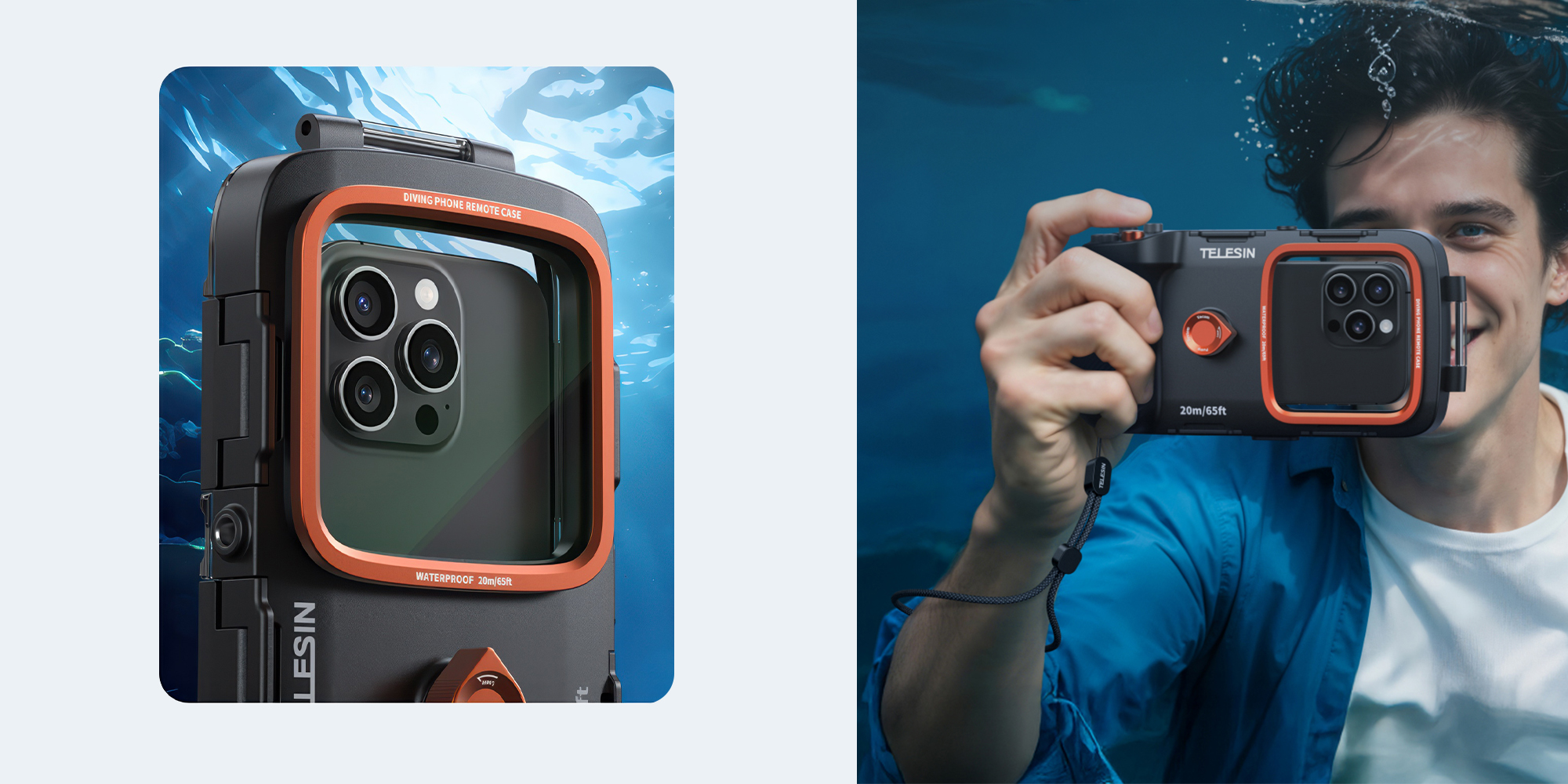 width=100% Obudowa wodoodporna Telesin P4-WTP-06 do smartfonów