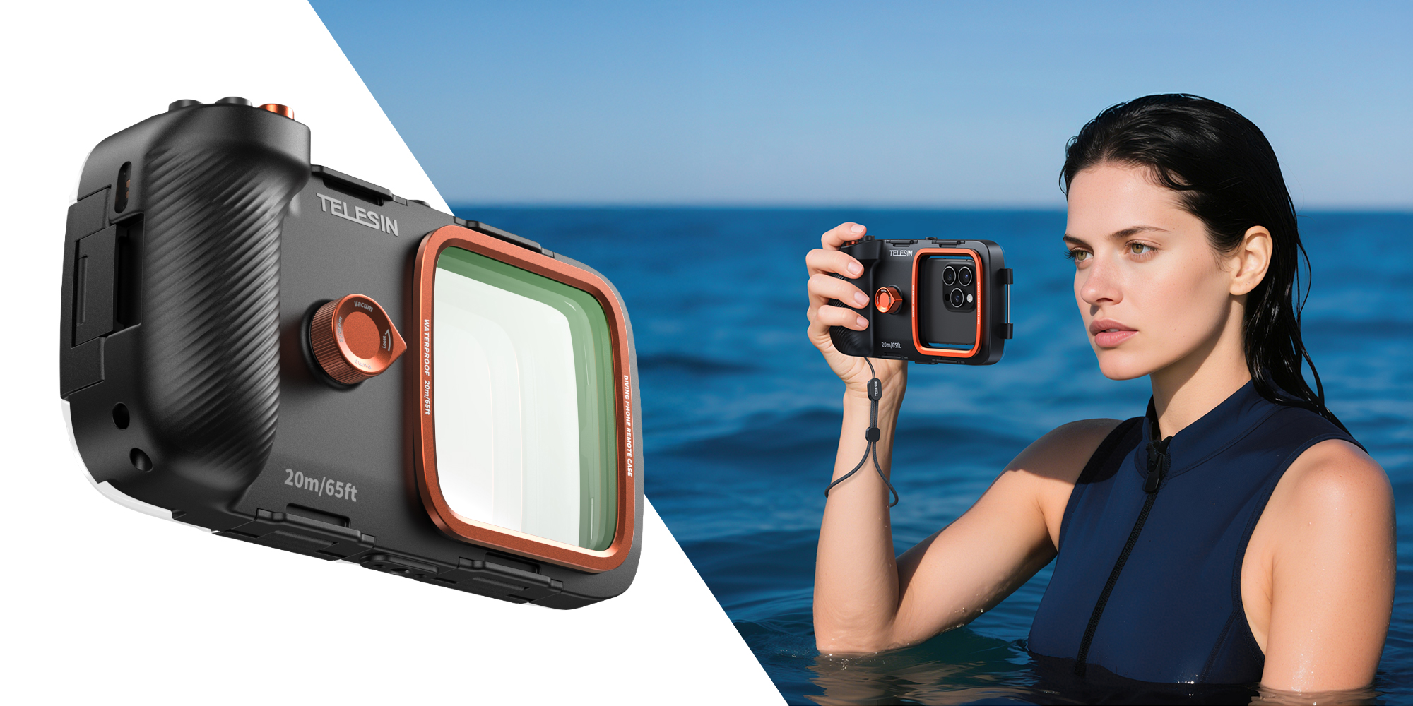 width=100% Obudowa wodoodporna Telesin P4-WTP-06 do smartfonów