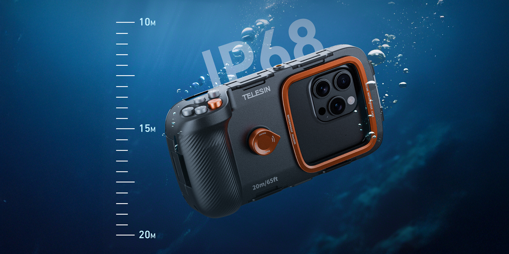 width=100% Obudowa wodoodporna Telesin P4-WTP-06 do smartfonów