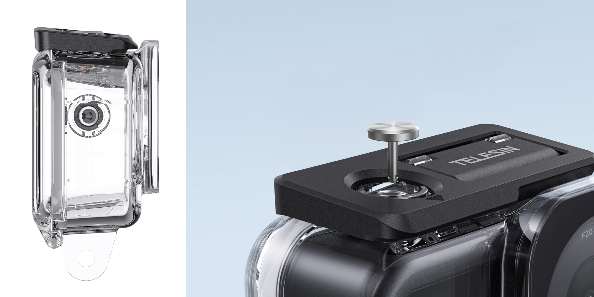 width=100% Obudowa wodoodporna Telesin S4-WTP-12 do kamer DJI Osmo Action 6
