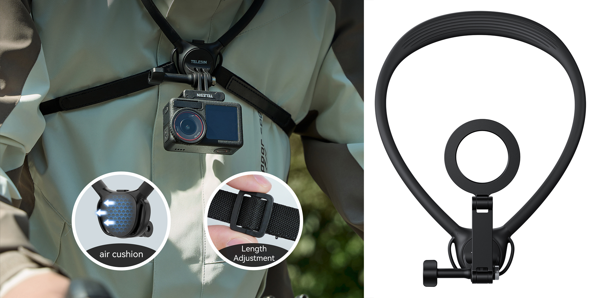 Opaska na szyję z uchwytem magnetycznym Telesin P2-HNB-02 - czarna