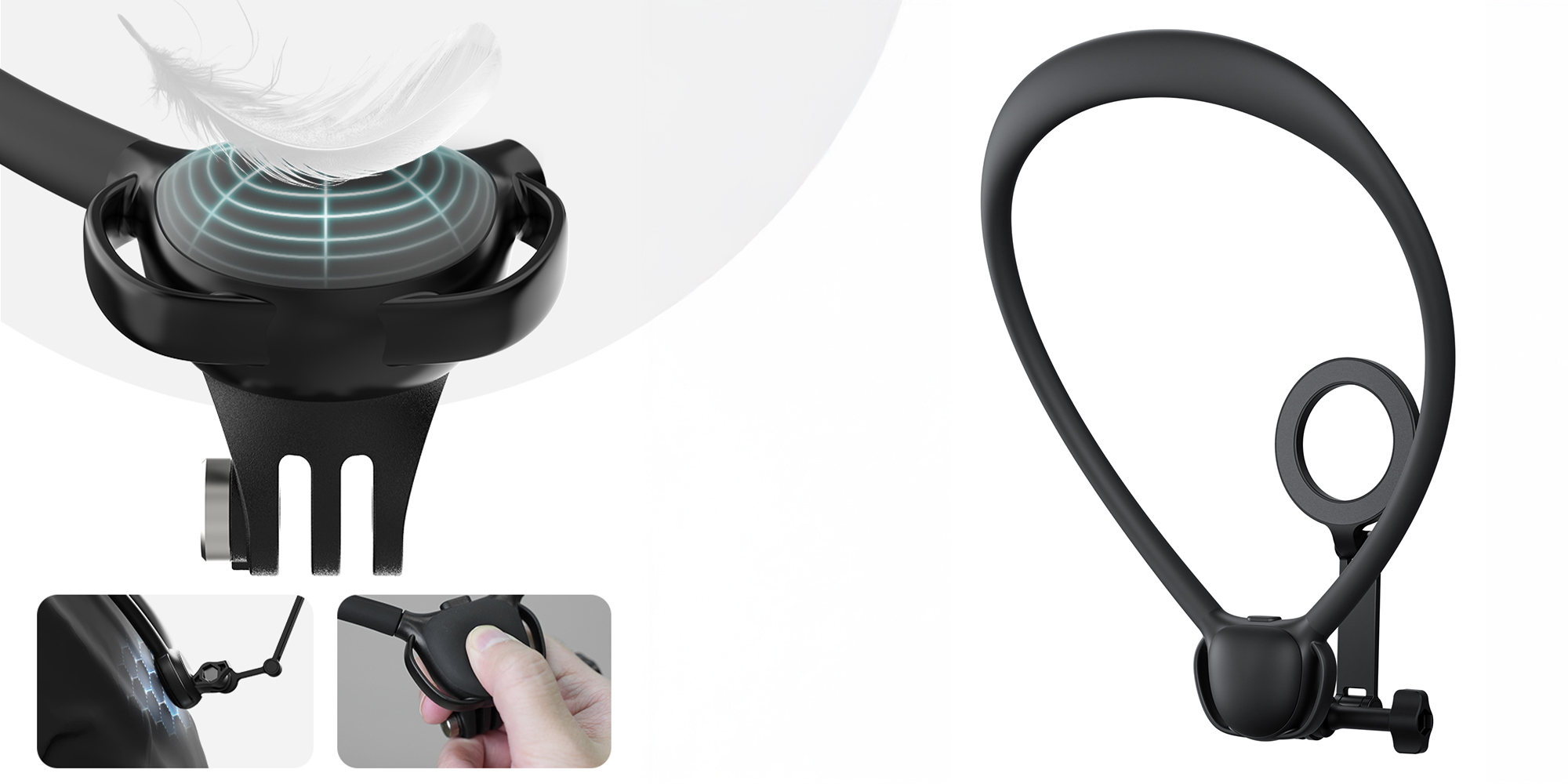 Opaska na szyję z uchwytem magnetycznym Telesin P2-HNB-02 - czarna