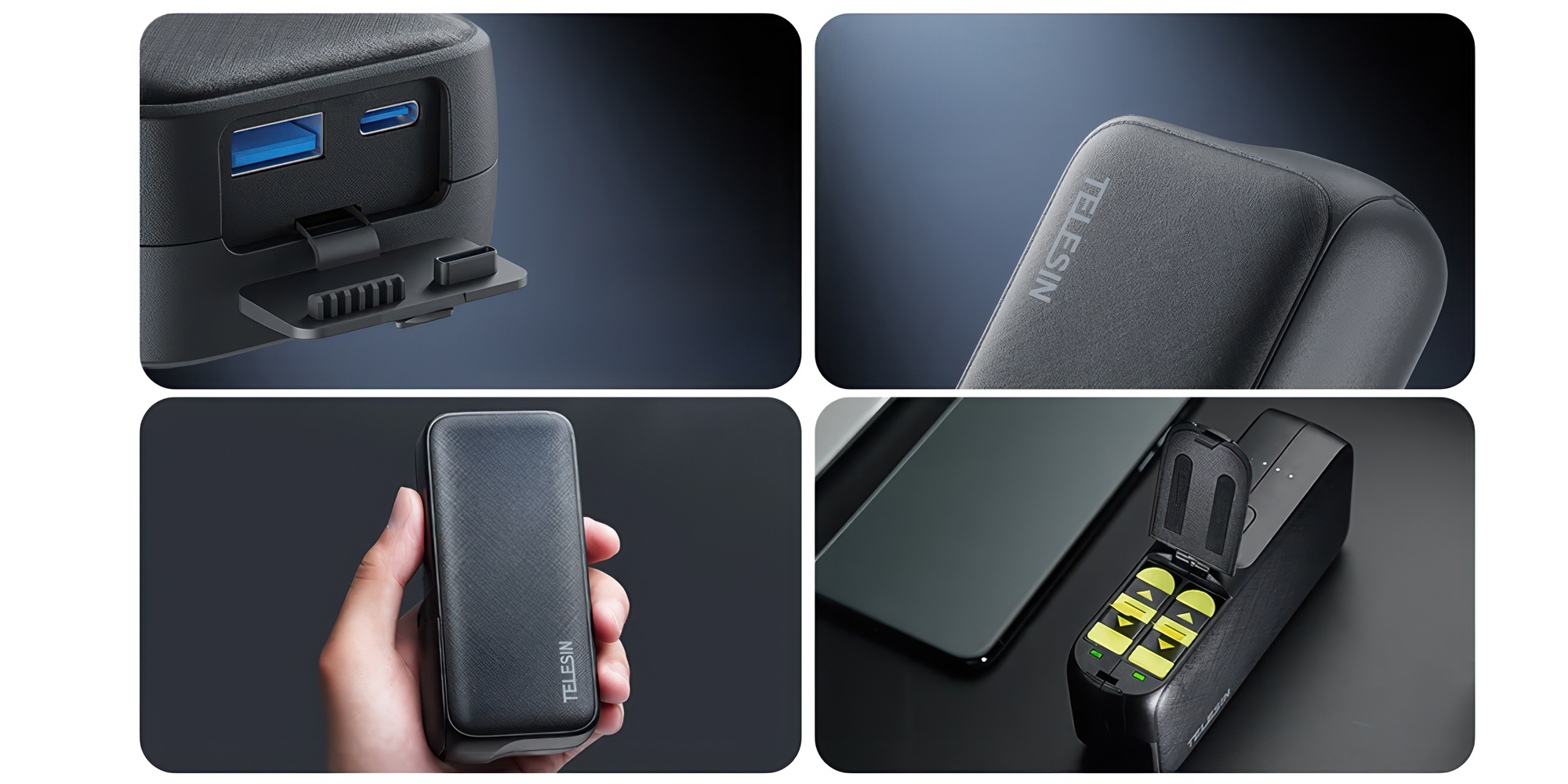 Power Bank Telesin GP-PB-001 z wbudowaną ładowarką do akumulatorów GoPro Hero 5 / 6 / 7 / 8 / 9 / 10 / 11 / 12