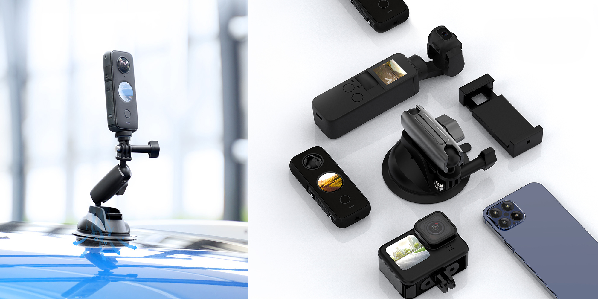 width=100% Przyssawka Telesin TE-SUC-010 do kamer sportowych