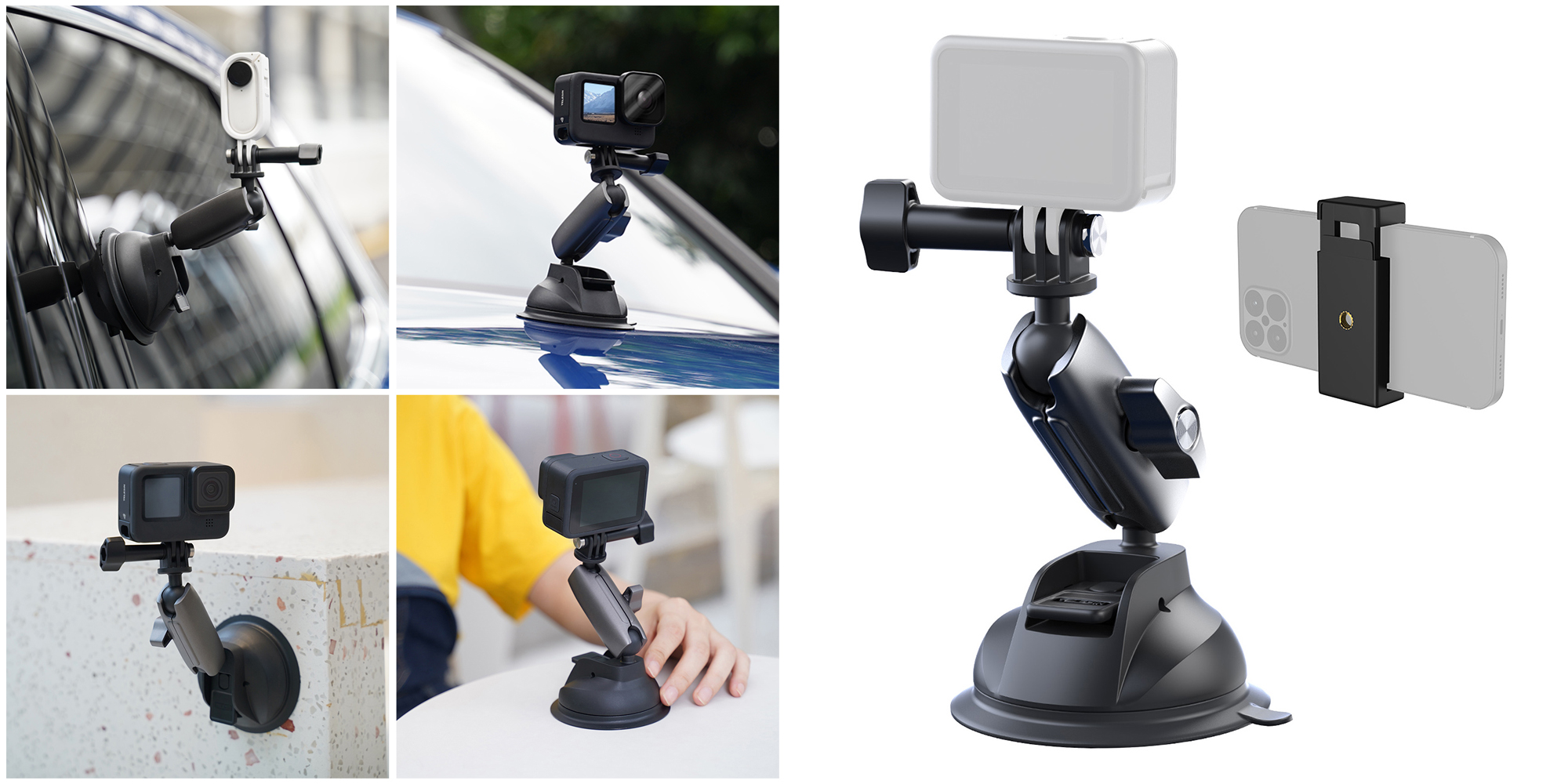 width=100% Przyssawka Telesin TE-SUC-010 do kamer sportowych