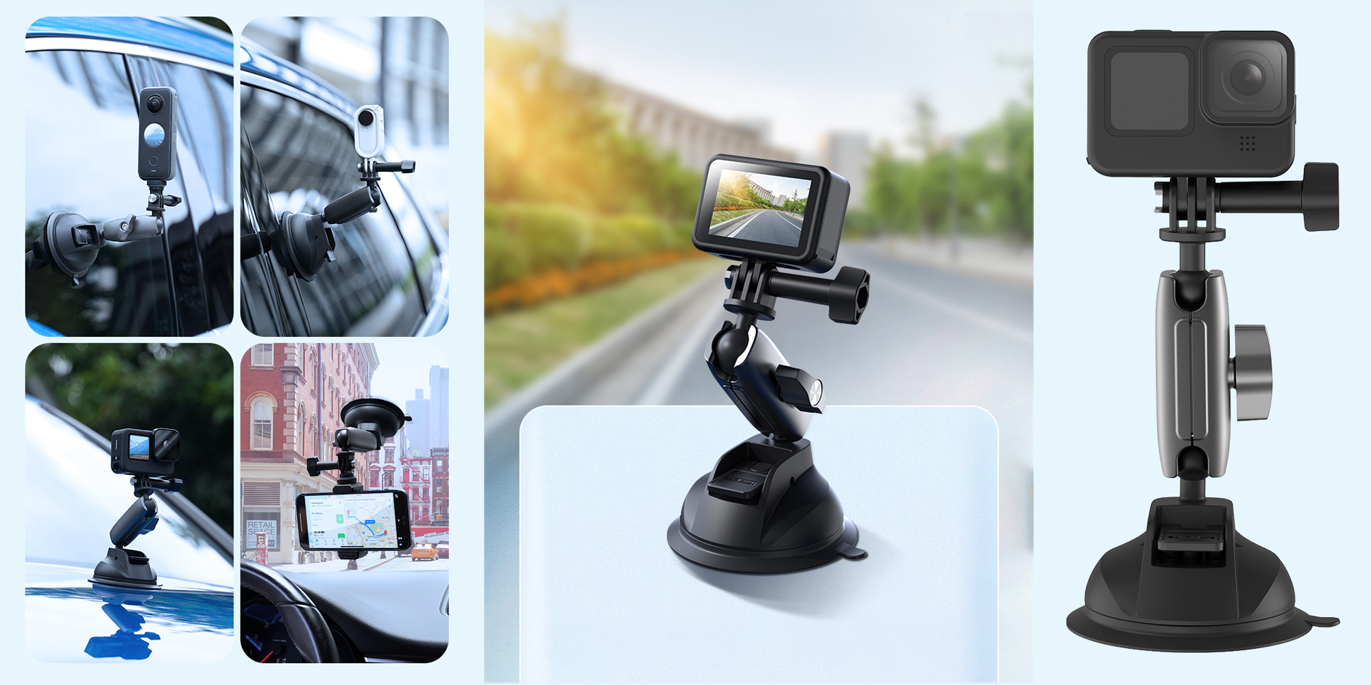 width=100% Przyssawka Telesin TE-SUC-010 do kamer sportowych