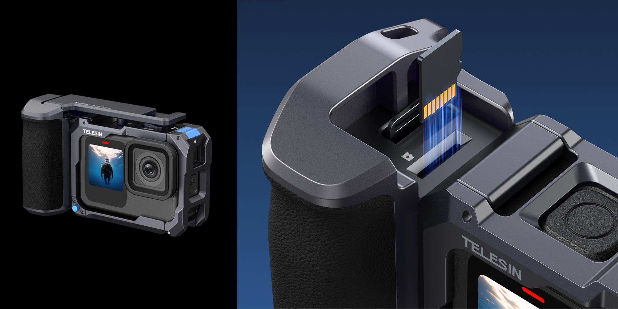 Ramka montażowa z gripem Telesin S6-FMS-26-TGP do kamer GoPro Hero 9 / 10 / 11 / 12 / 13