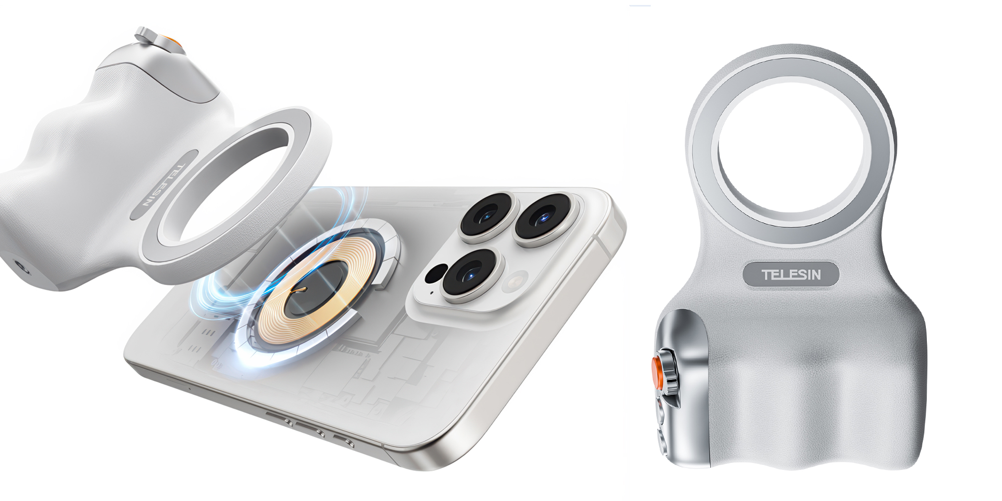 width=100% Uchwyt magnetyczny Telesin P5-MP-001WH do smartfonów - biały