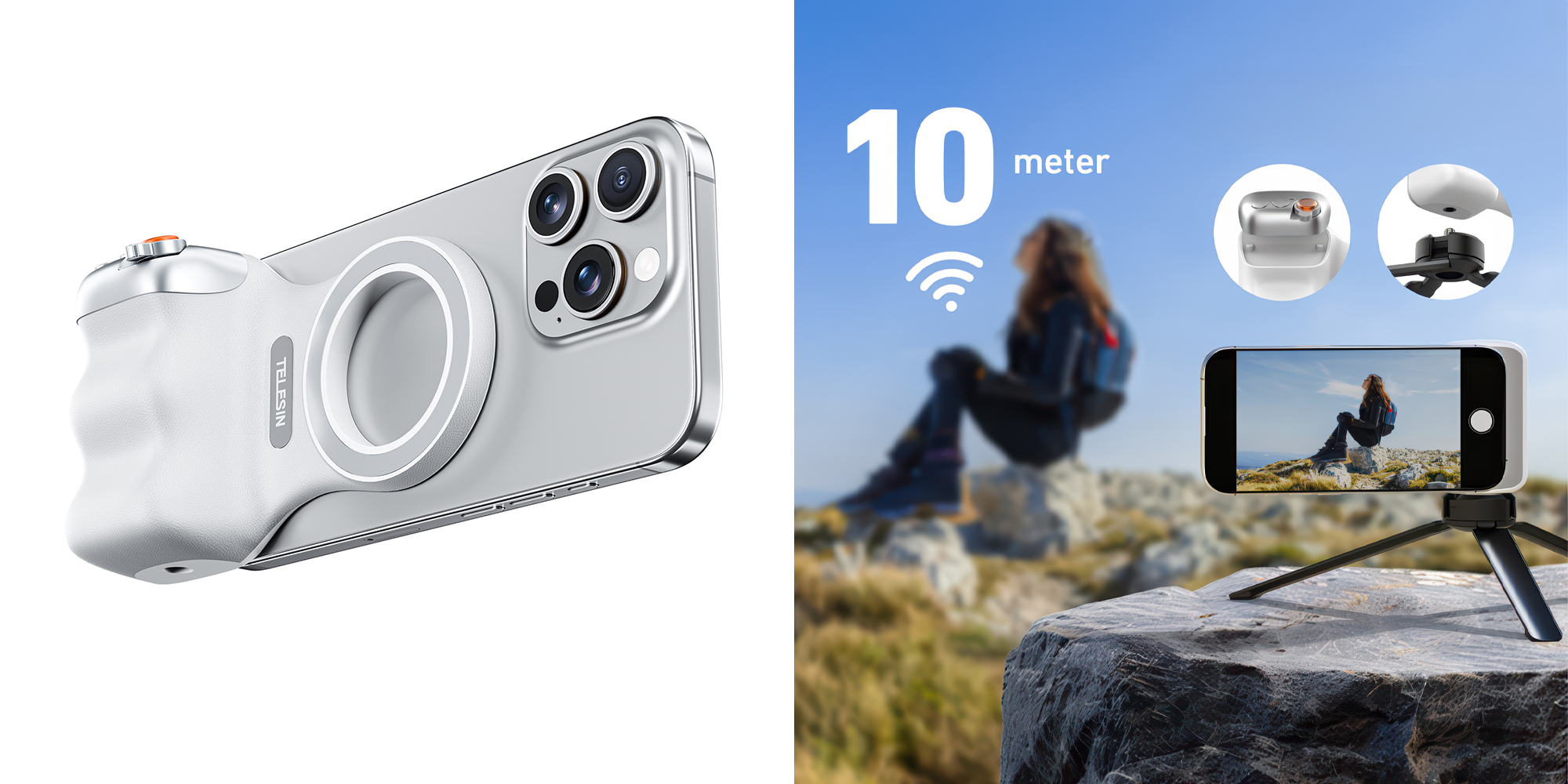 width=100% Uchwyt magnetyczny Telesin P5-MP-001WH do smartfonów - biały