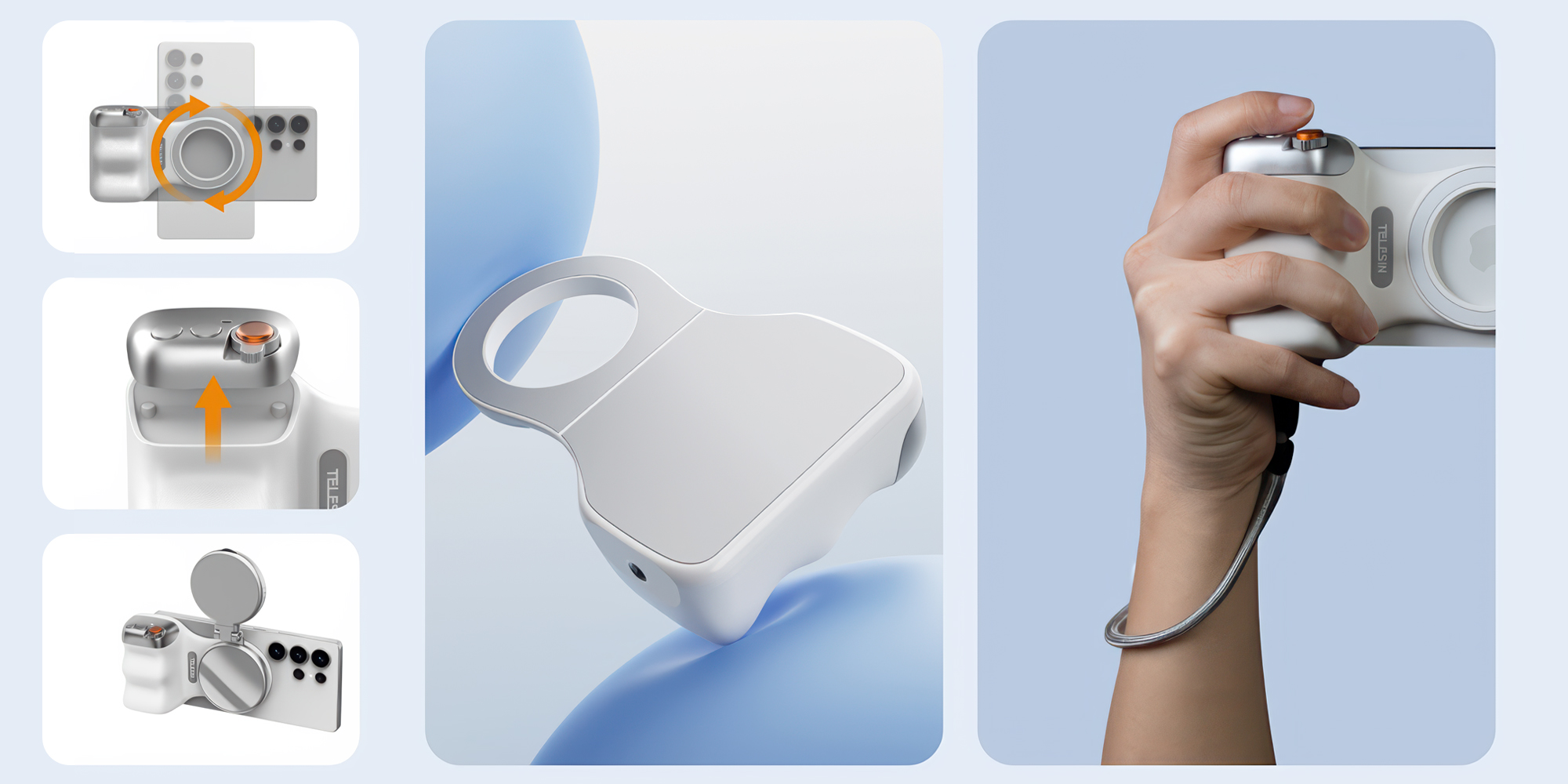 width=100% Uchwyt magnetyczny Telesin P5-MP-001WH do smartfonów - biały