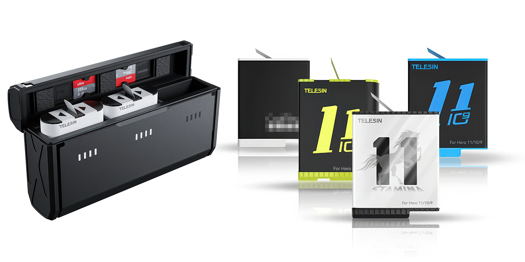 Zestaw ładowarka trójkanałowa Telesin S0-ECB-01-TGP i dwa akumulatory do GoPro Hero 9 _ 10 _ 11 _ 12