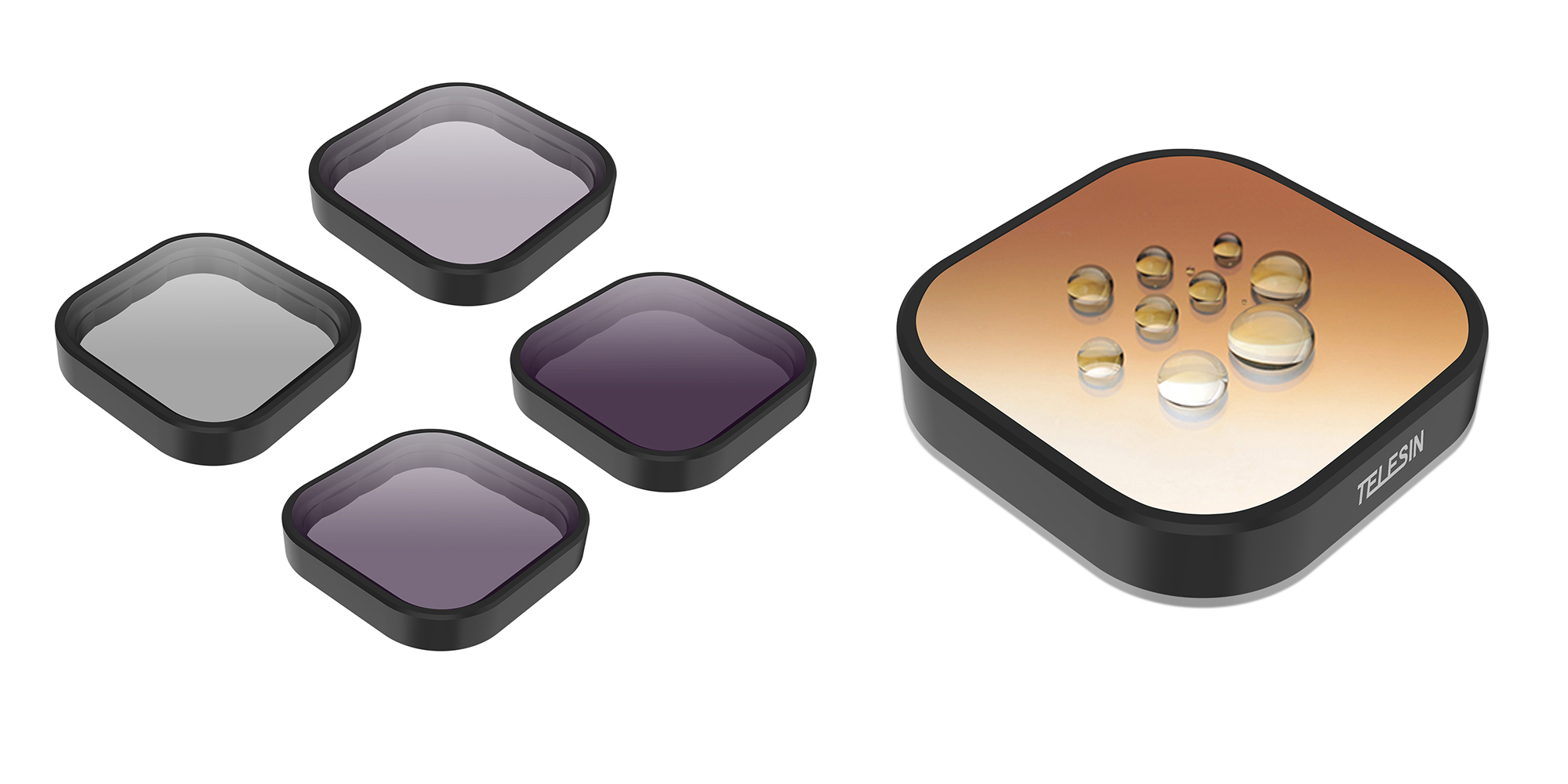 width=100% Zestaw filtrów szarych Telesin GP-FLT-903 do kamer GoPro Hero 9 / 10 / 11 / 12