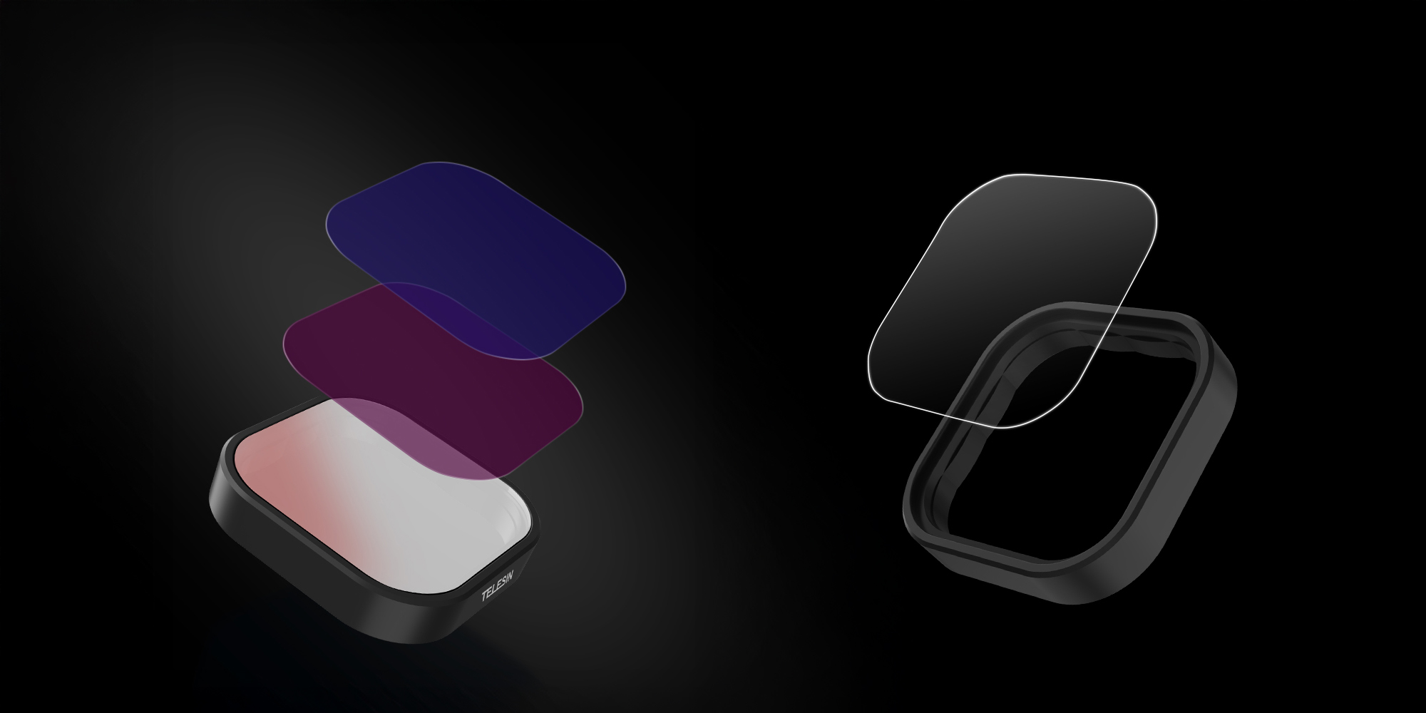 width=100% Zestaw filtrów szarych Telesin GP-FLT-903 do kamer GoPro Hero 9 / 10 / 11 / 12