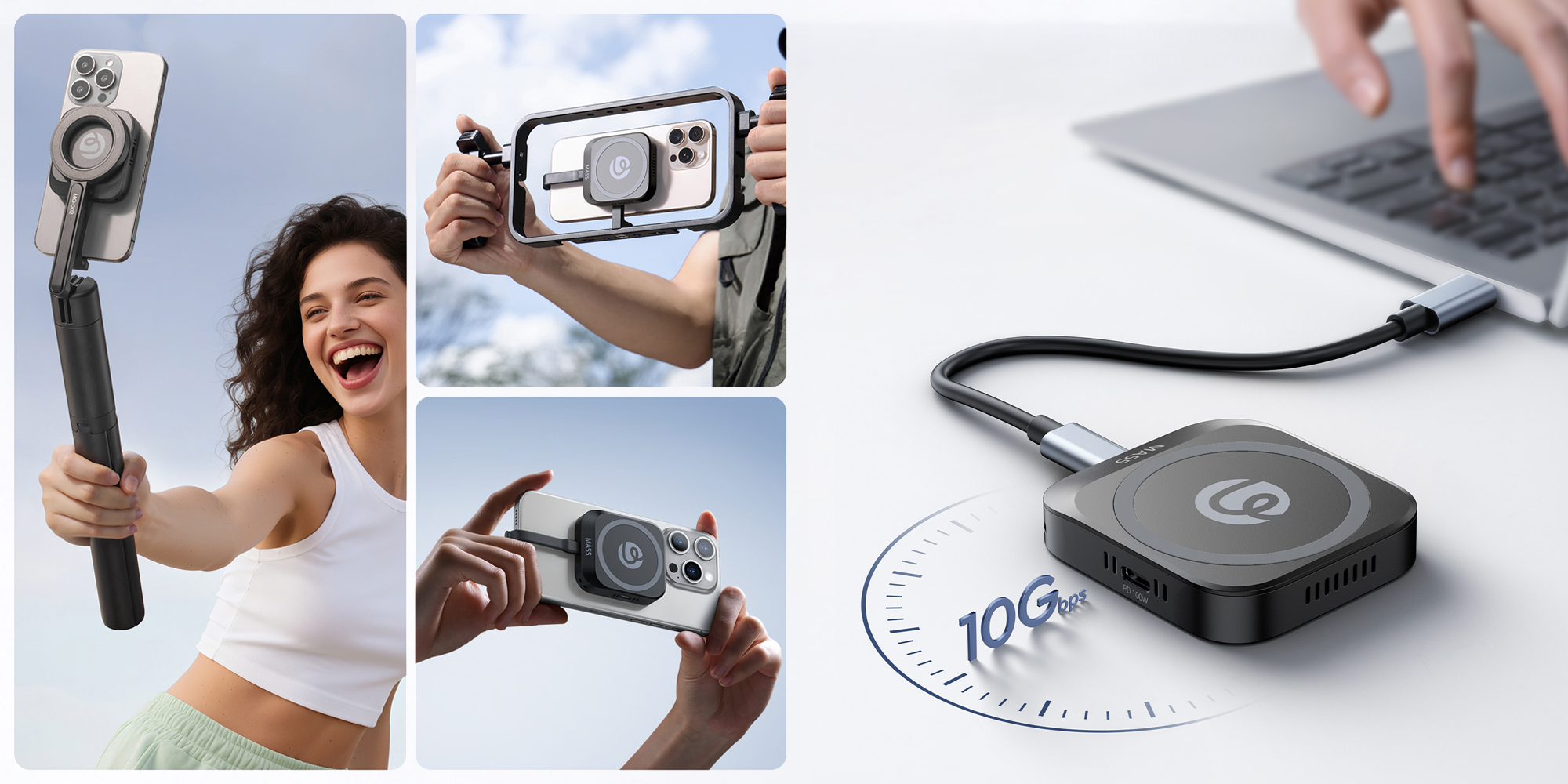 width=100% Obudowa na dysk M.2 Ulanzi MA55 do smartfona różne sposoby użytkowania