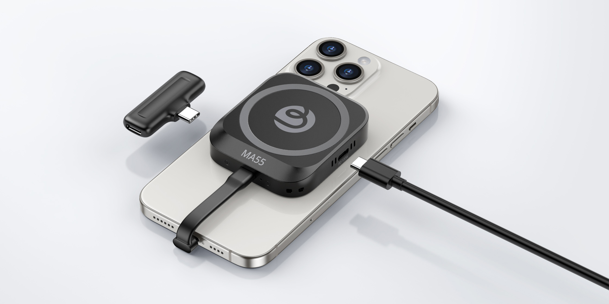 width=100% Obudowa na dysk M.2 Ulanzi MA55 do smartfona - prezentacja wykorzystania portów