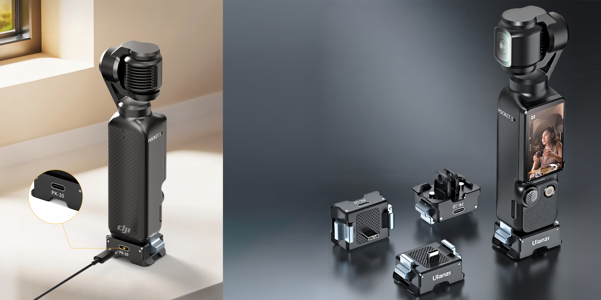 width=100% Podstawka Ulanzi PK-10 do DJI Osmo Pocket 3