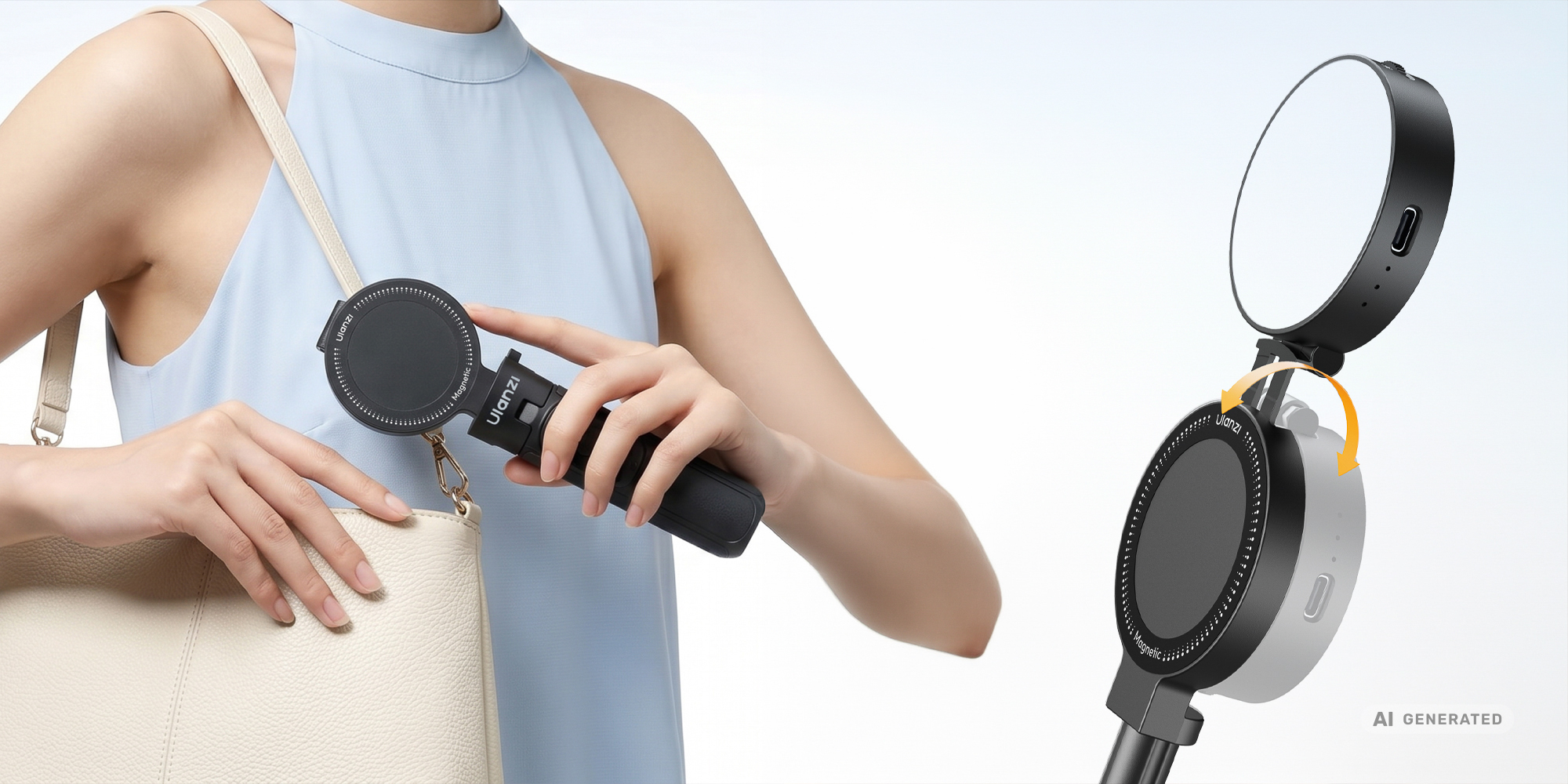Selfie stick Ulanzi MT40 z lampą LED - WB (2500 K - 8500 K)