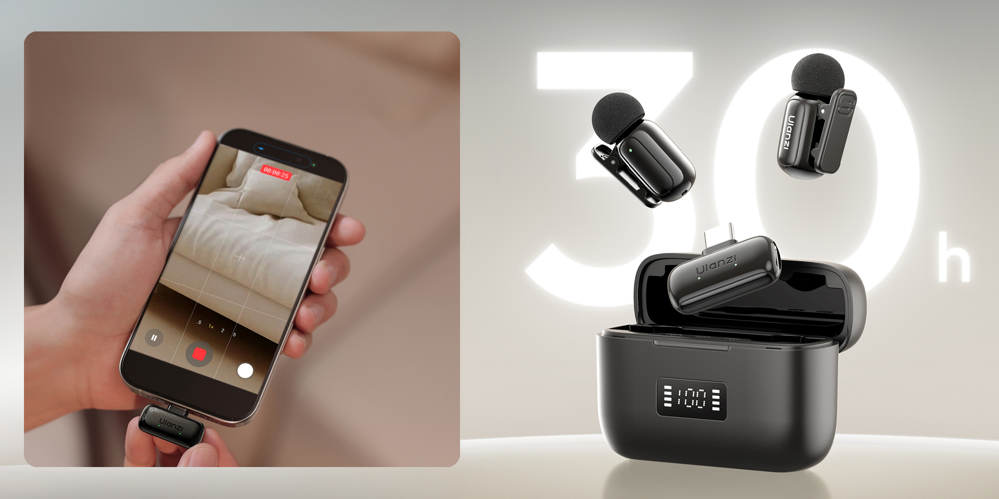 Zestaw do bezprzewodowej transmisji dźwięku Ulanzi A200 Mini Mic - czarny