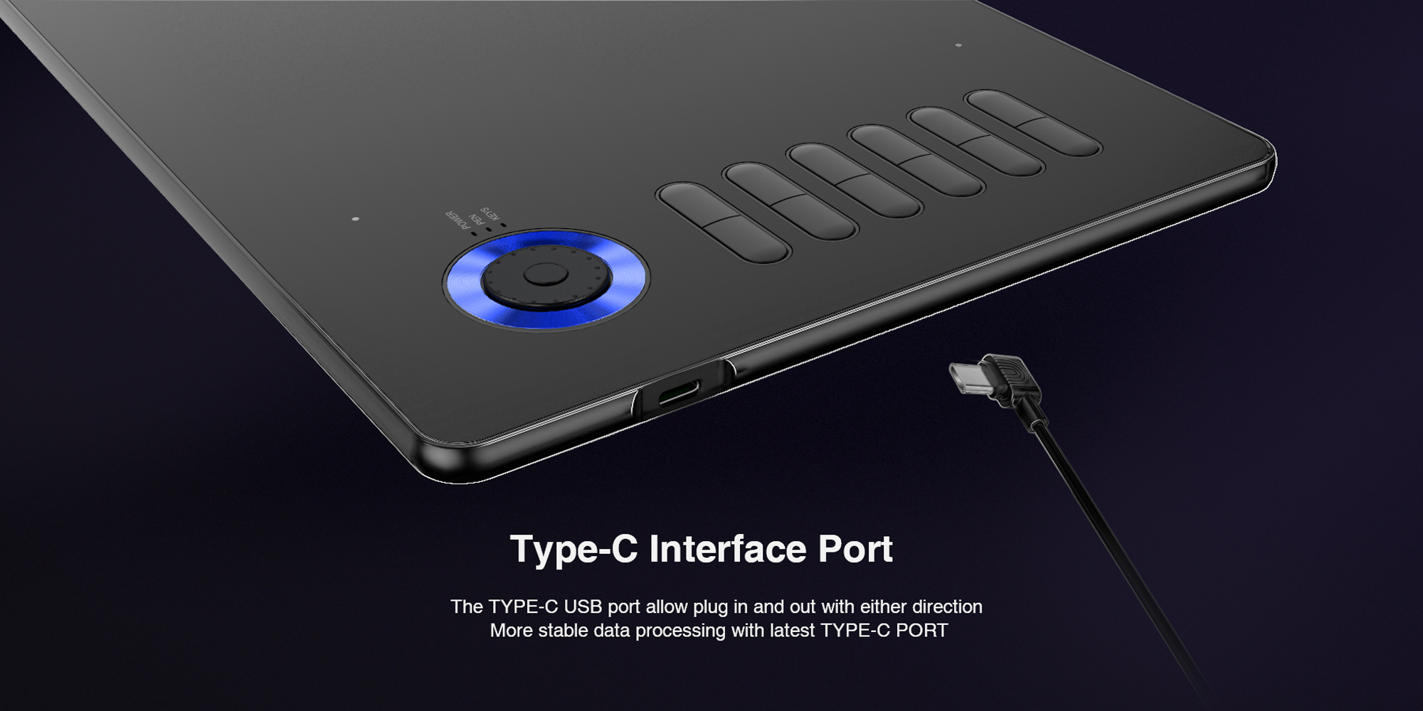 Grafika przedstawiająca port USB-C tabletu graficznego Veikk A15 Pro