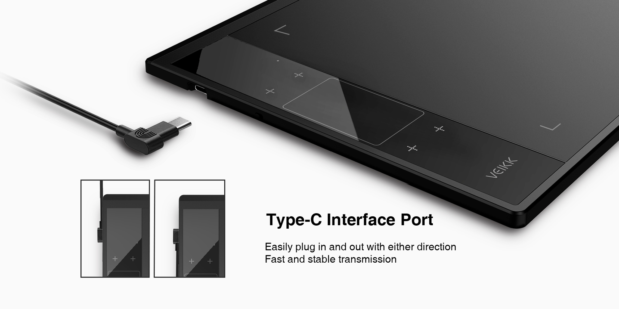 Grafika przedstawiająca port USB-C tabletu graficznego Veikk A30